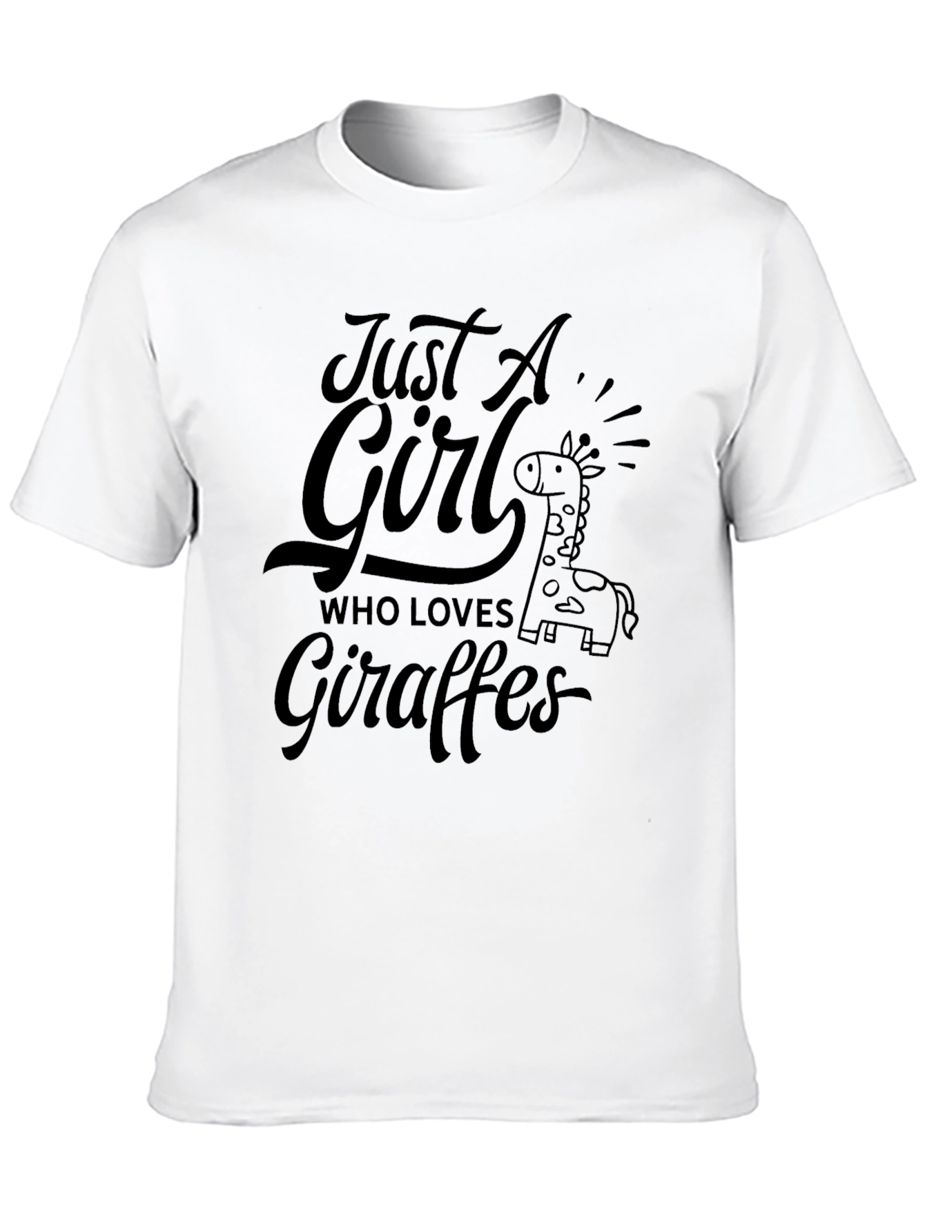 Just A Girl Who Loves Giraffes Black T-Shirt