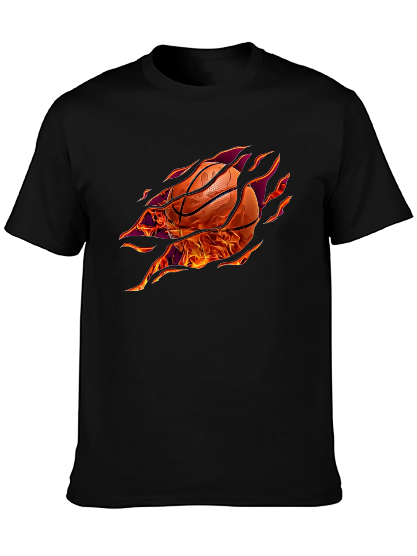 Fiery Basketball Graphic T-Shirt