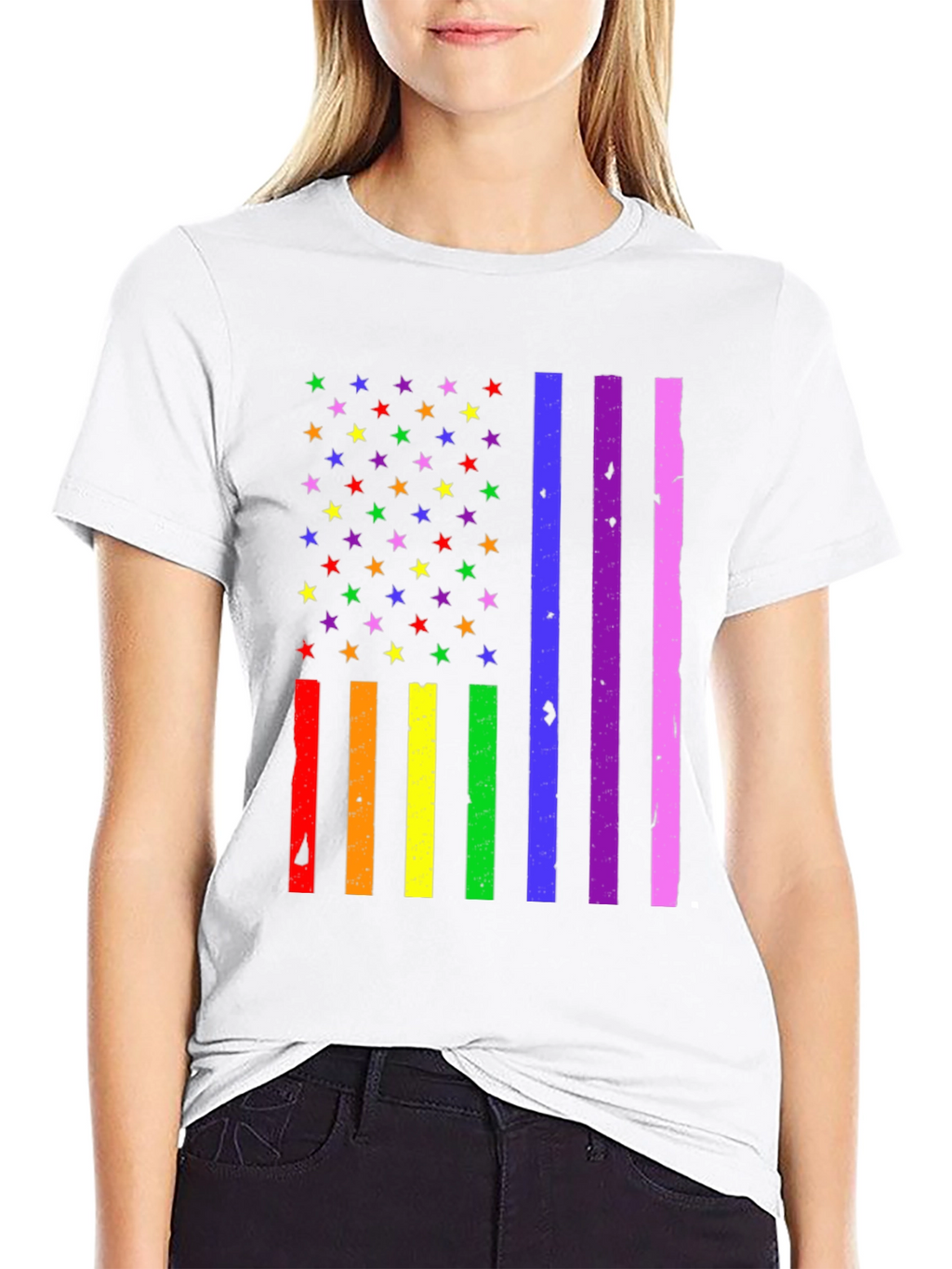 Rainbow American Flag Pride T-Shirt