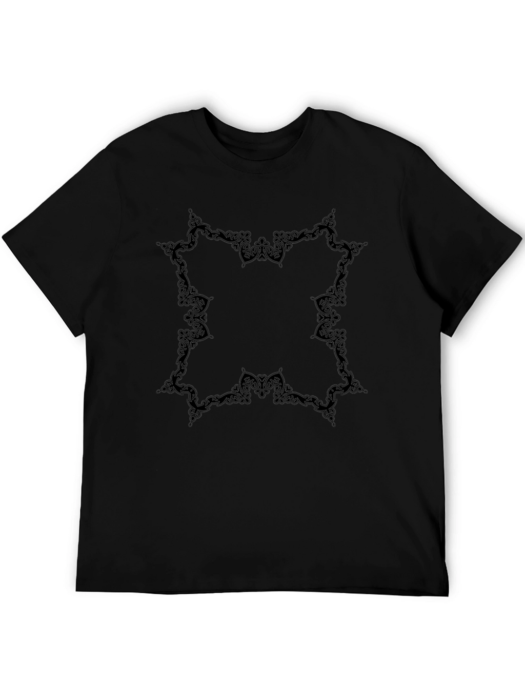 Elegant Black Tee with Ornamental Design