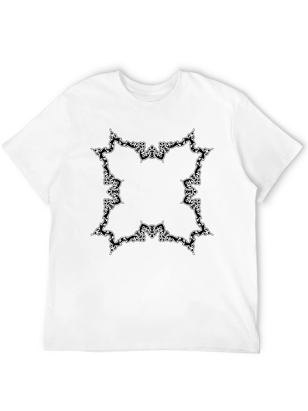 Elegant Black Tee with Ornamental Design