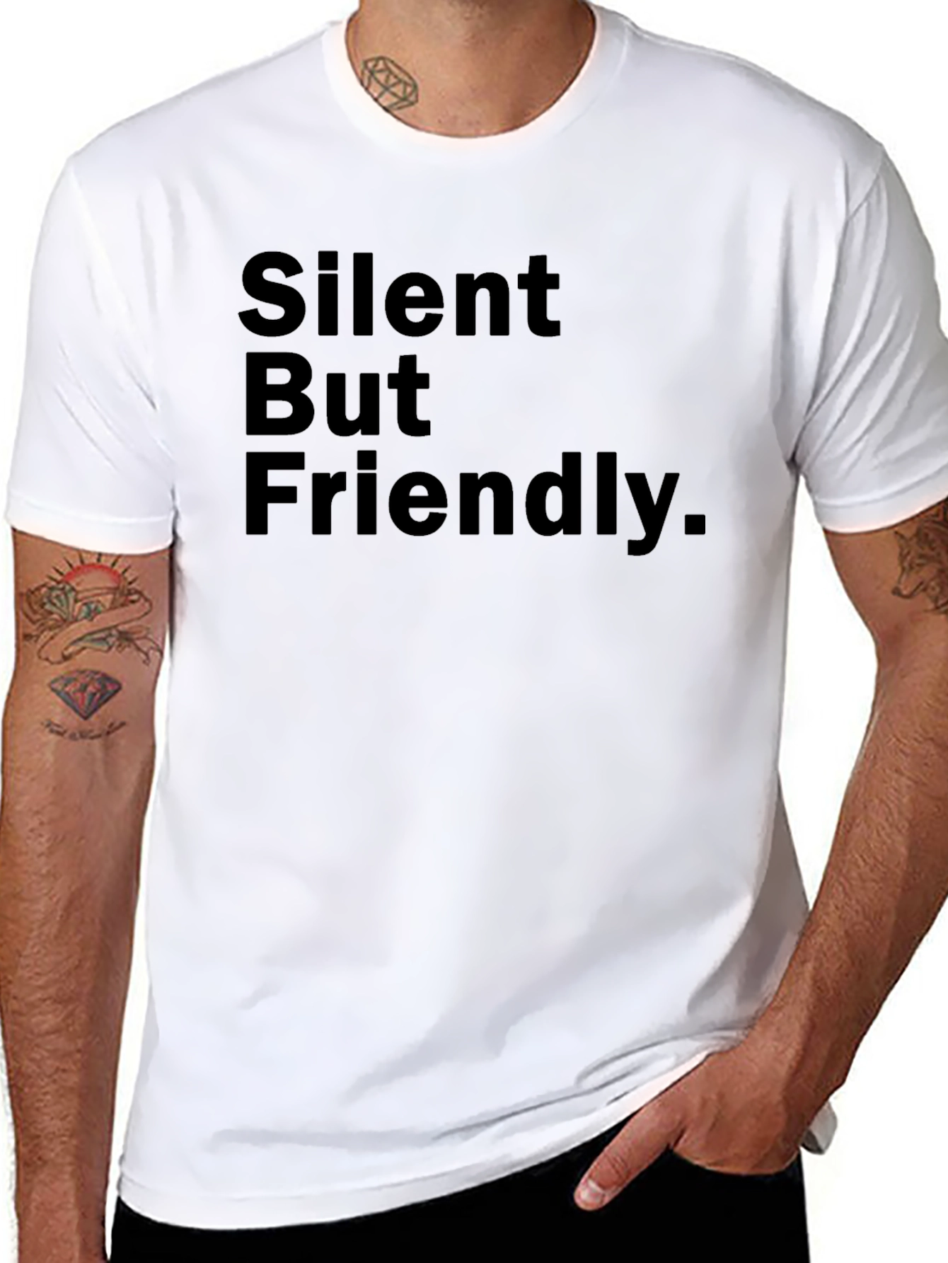 Silent But Friendly Graphic Tee - Black Cotton T-Shirt