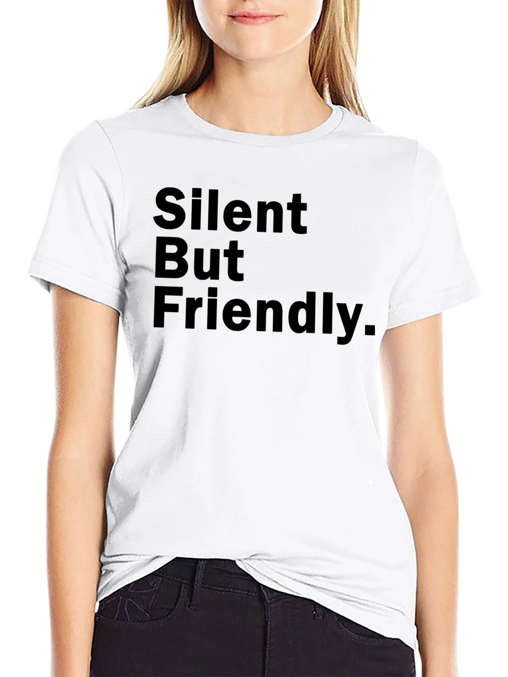 Silent But Friendly Graphic Tee - Black Cotton T-Shirt