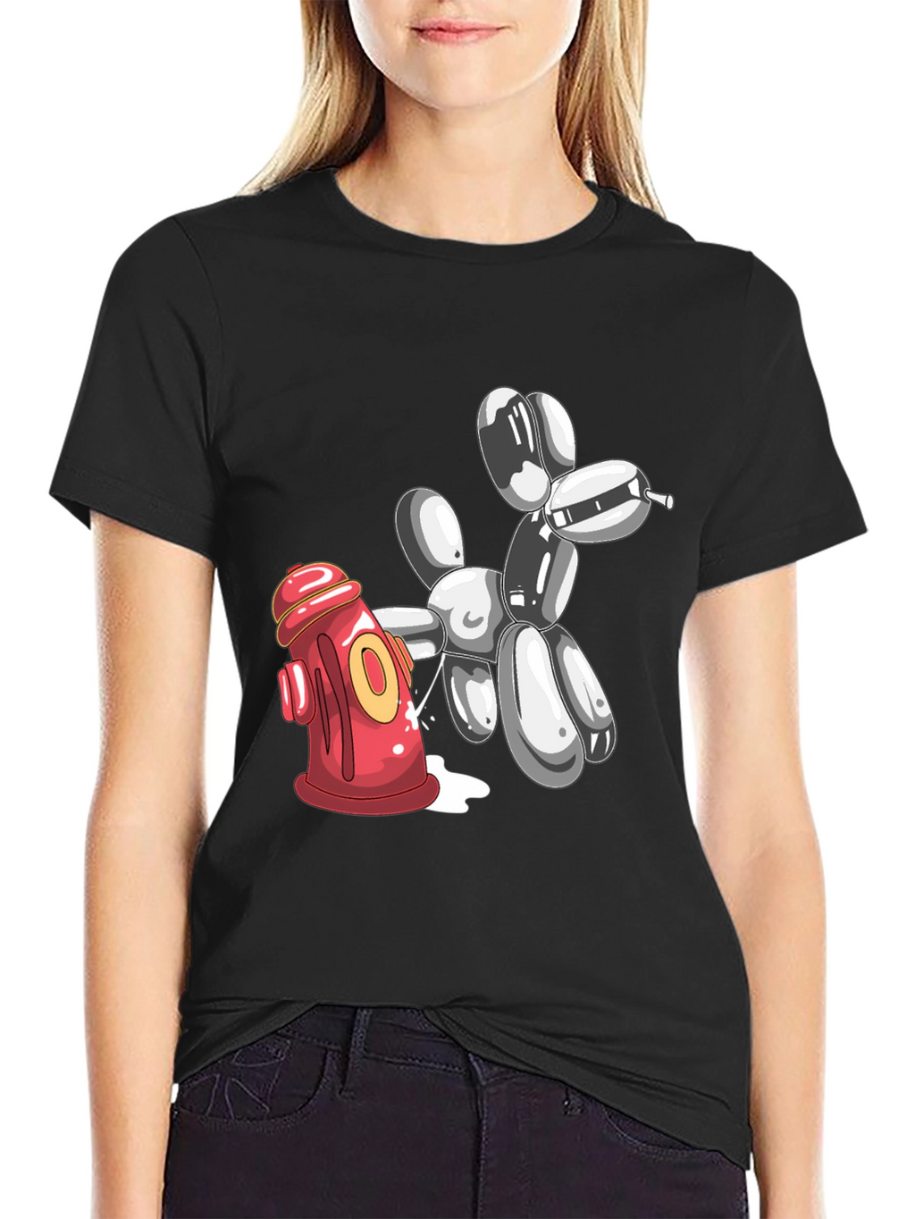 Balloon Dog Peeing On Fire Hydrant Graphic Tee