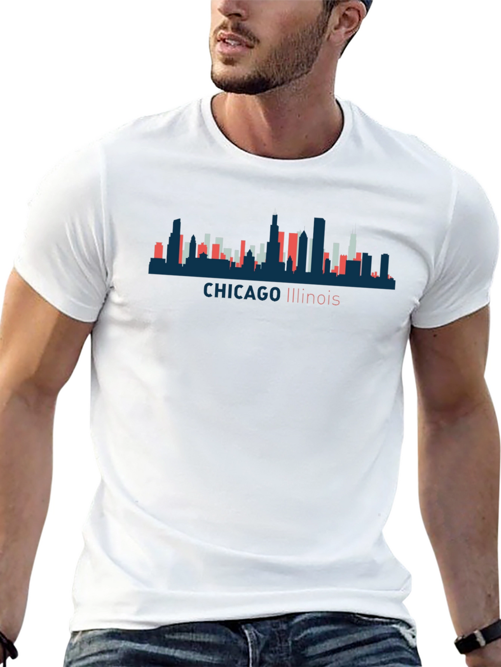 Chicago Illinois Skyline Graphic Tee - Unisex Black T-Shirt