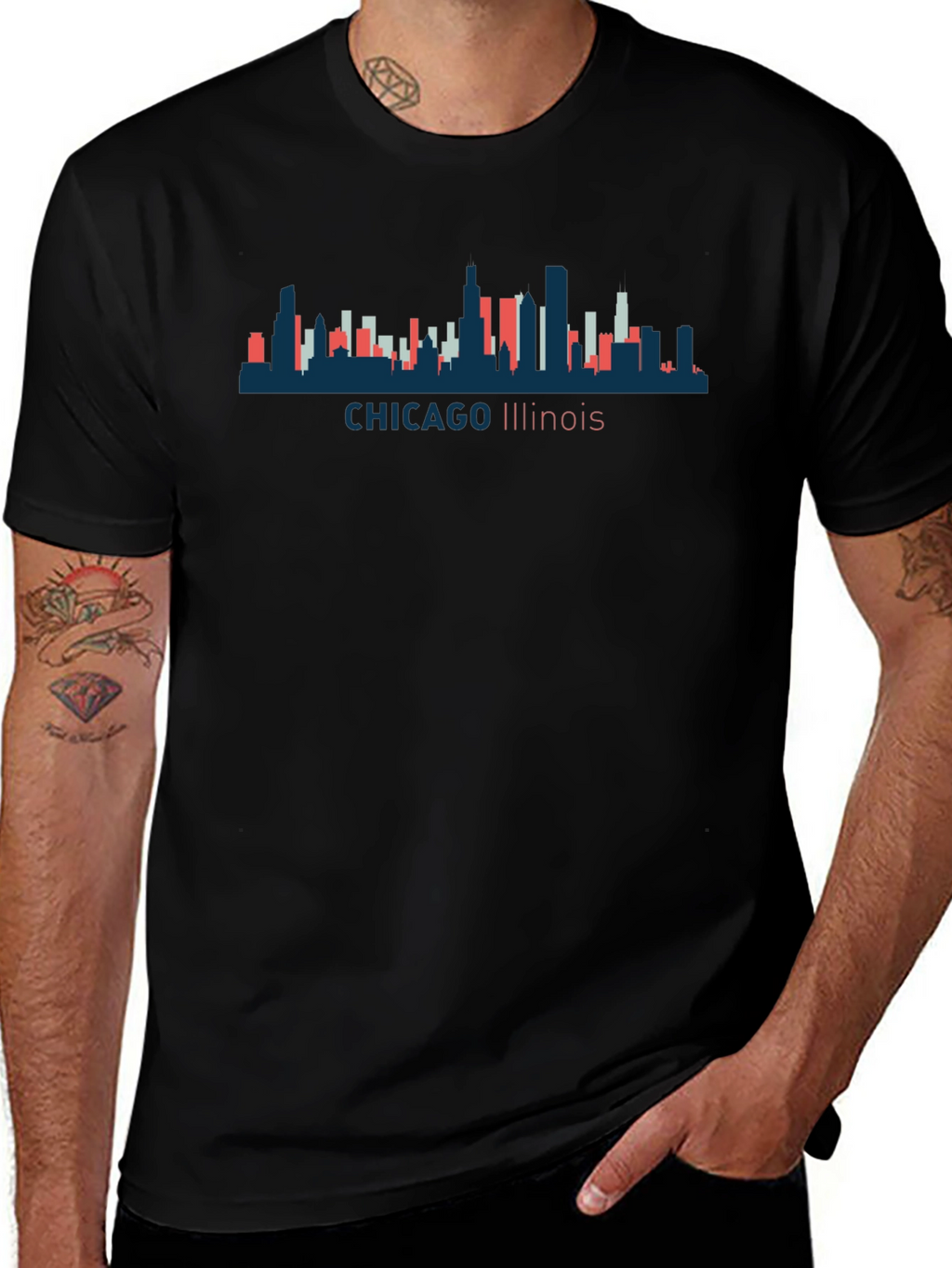 Chicago Illinois Skyline Graphic Tee - Unisex Black T-Shirt