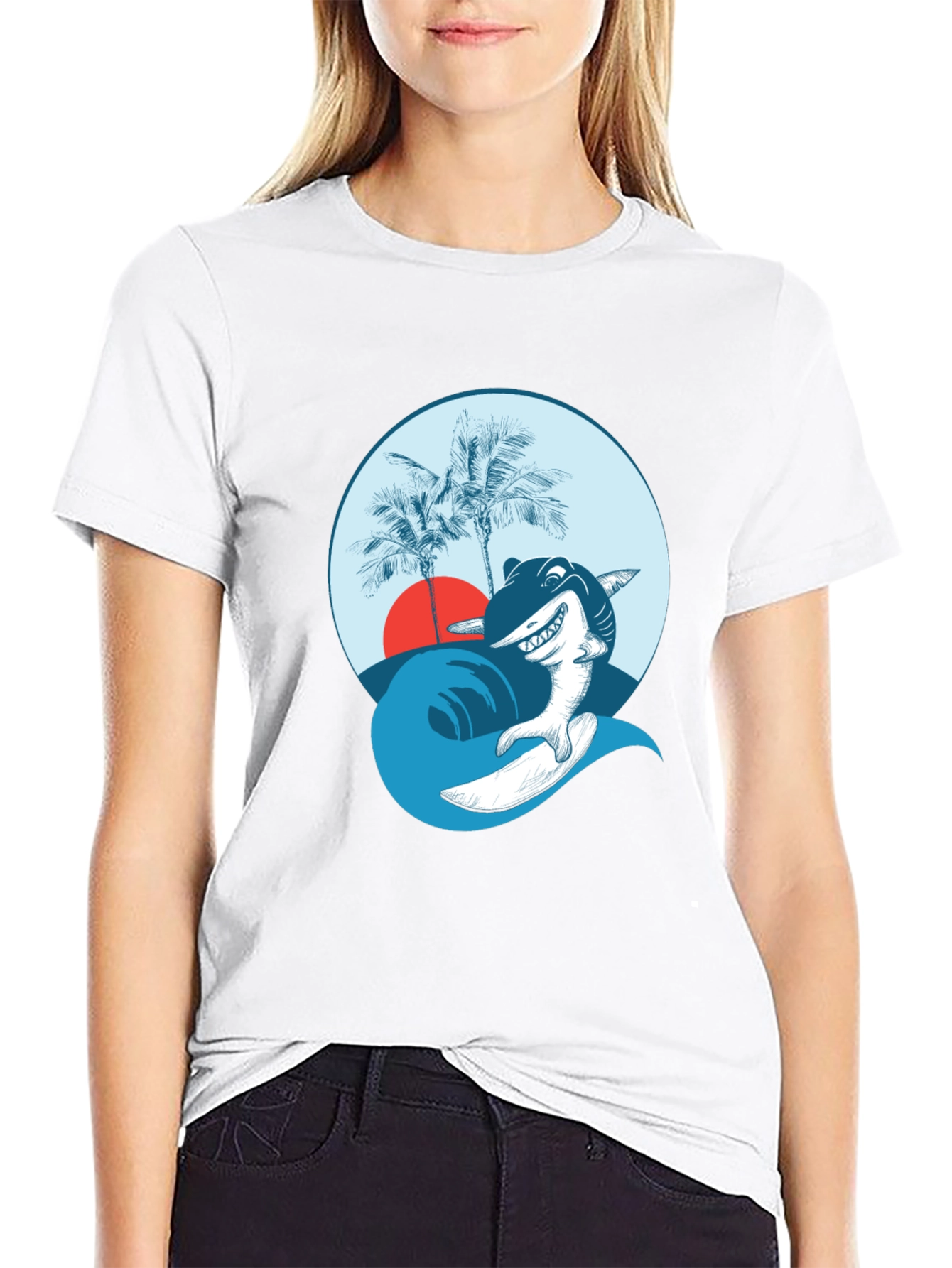 Surfing Shark Graphic Tee - Cool Ocean Vibes