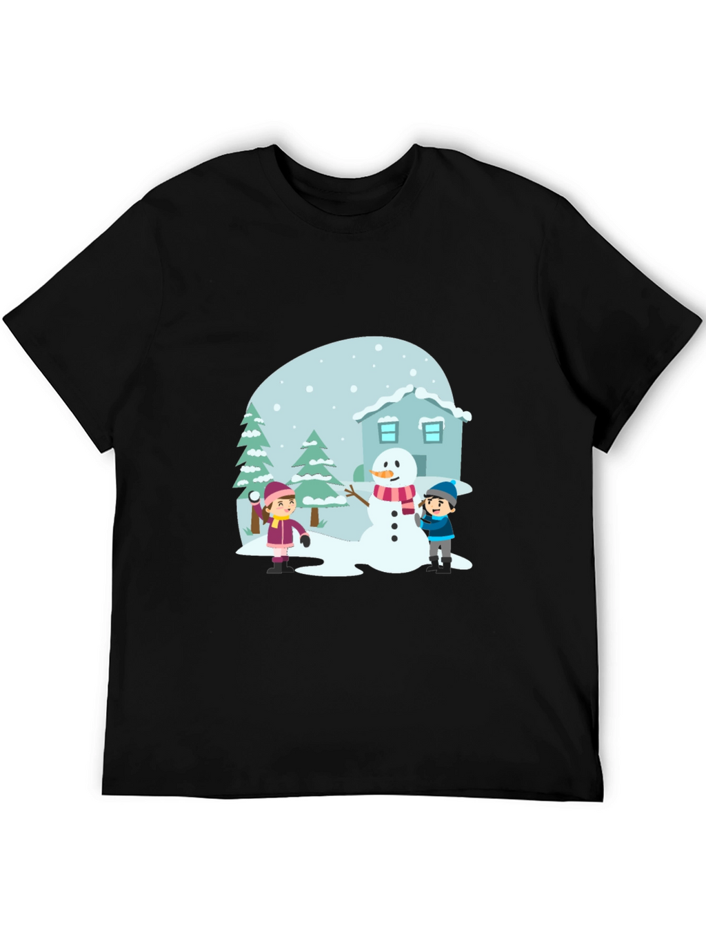 Winter Scene Black T-Shirt