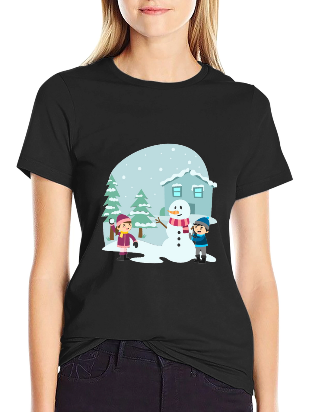 Winter Scene Black T-Shirt