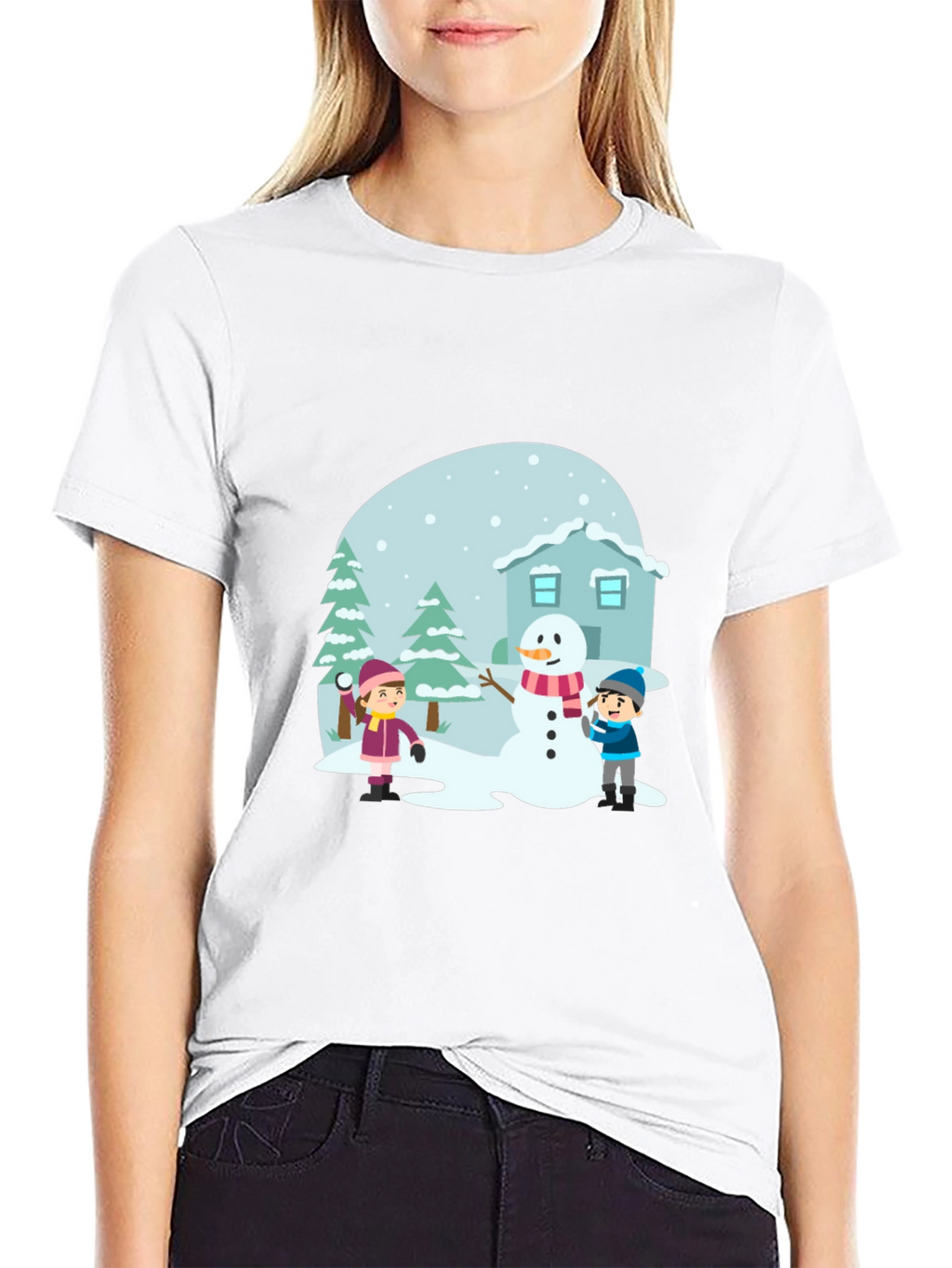 Winter Scene Black T-Shirt