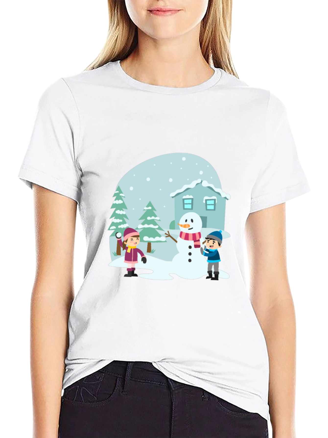 Winter Scene Black T-Shirt