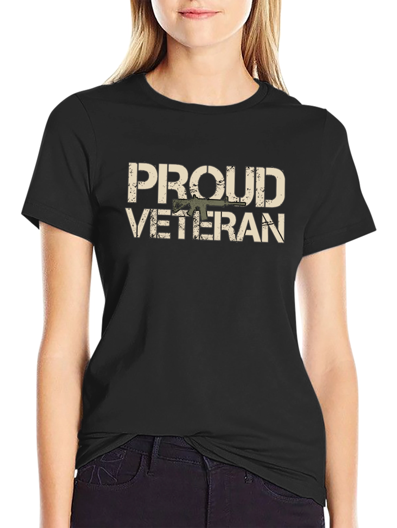 Proud Veteran Graphic Tee - Black