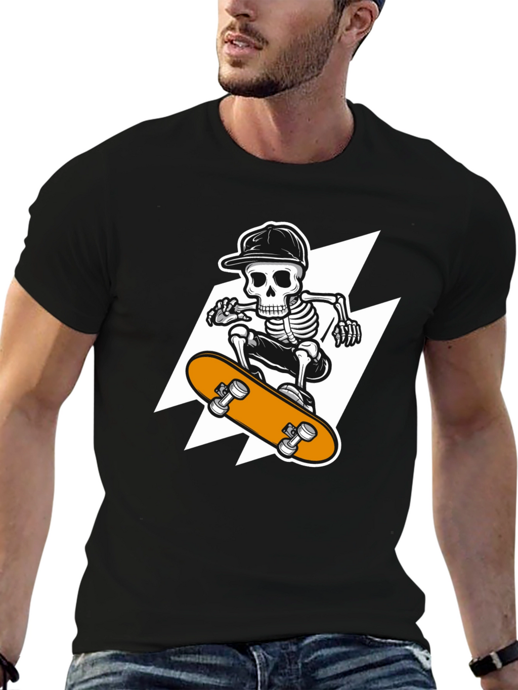 Skeleton Skateboard T-Shirt - Cool Graphic Tee
