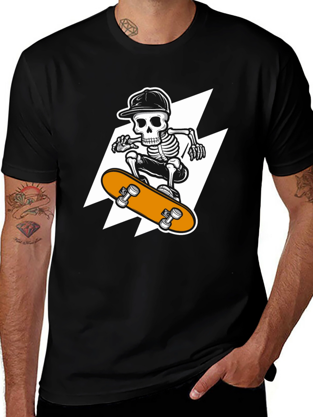 Skeleton Skateboard T-Shirt - Cool Graphic Tee