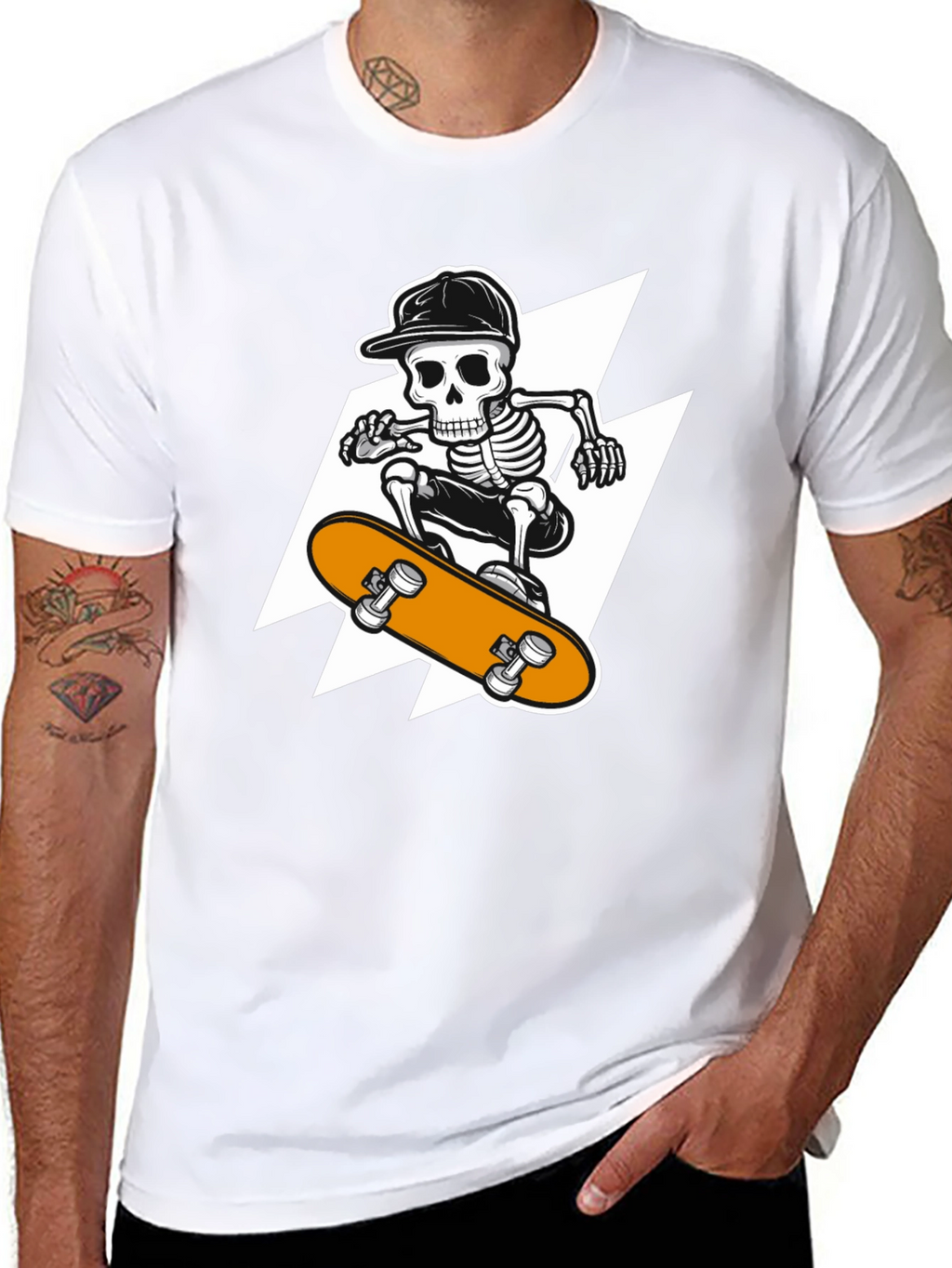 Skeleton Skateboard T-Shirt - Cool Graphic Tee