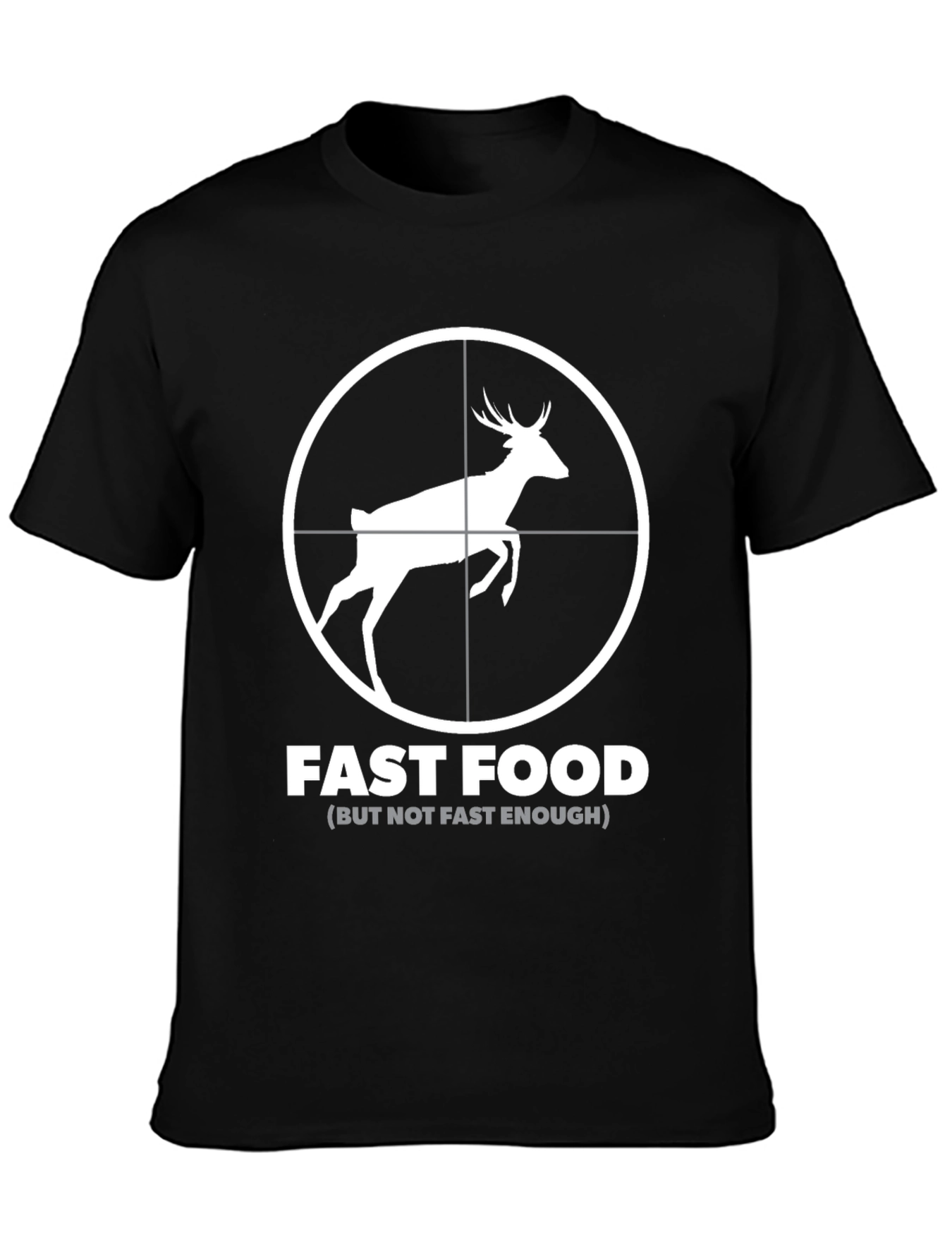 Fast Food Deer Graphic Black T-Shirt