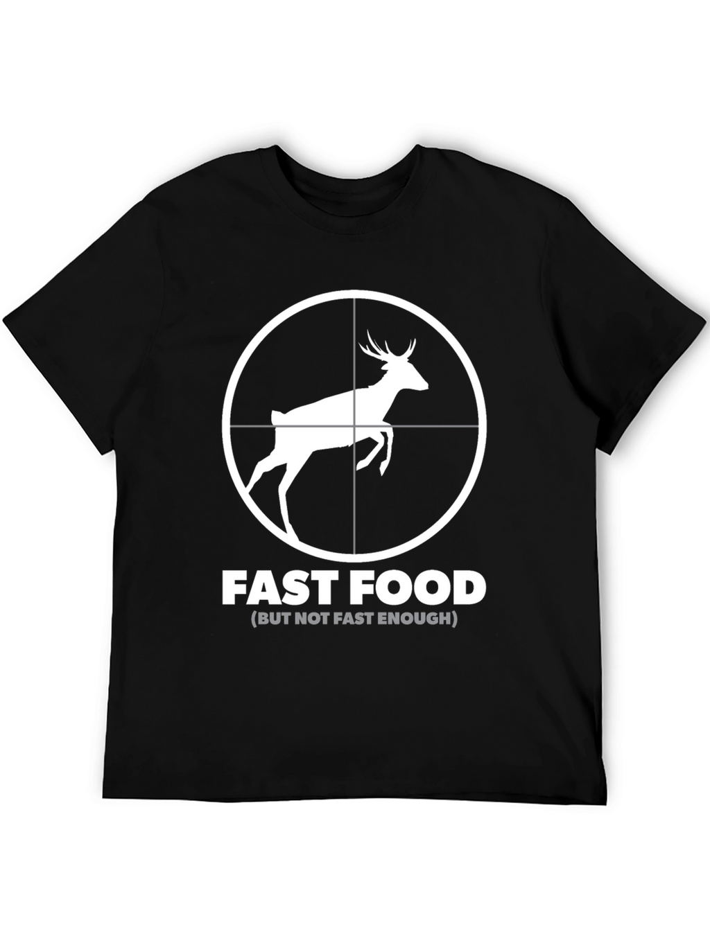 Fast Food Deer Graphic Black T-Shirt