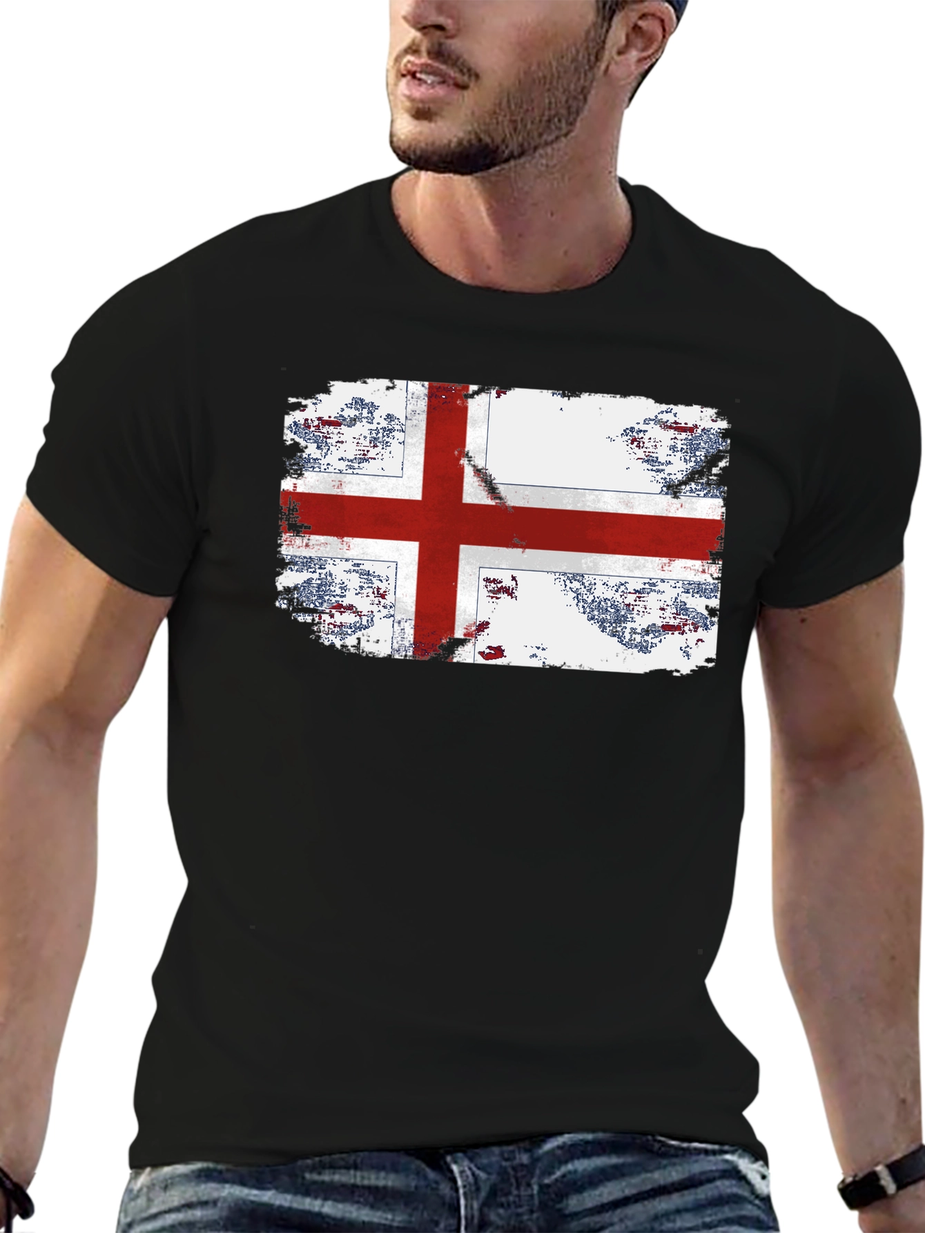 England Flag Grunge Graphic T-Shirt
