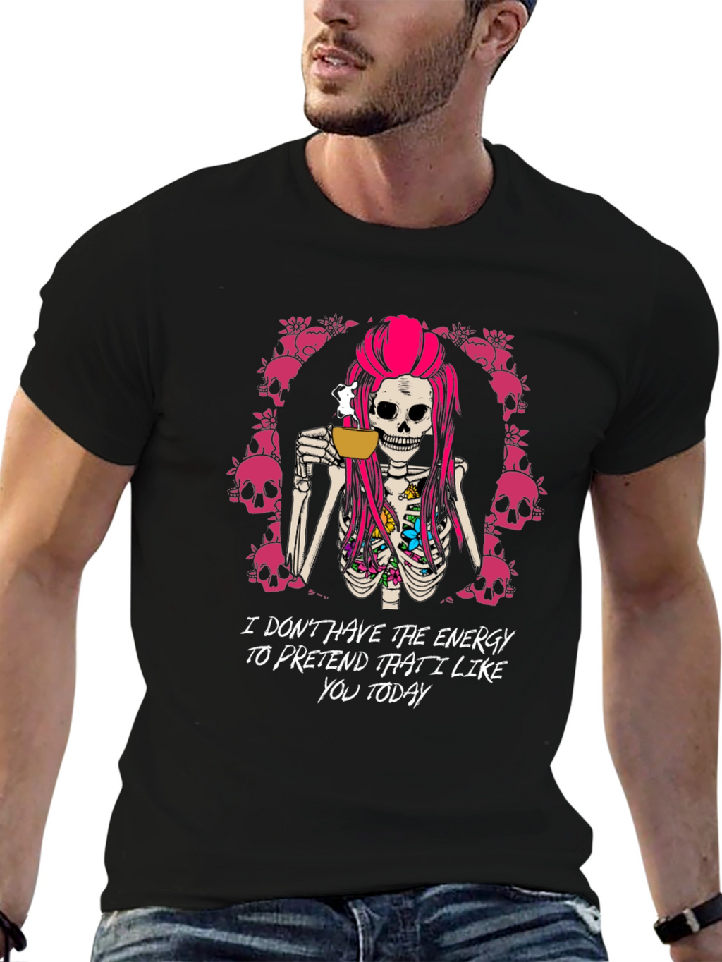 Sarcastic Skeleton Coffee T-Shirt