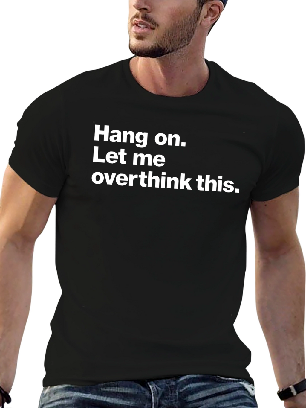 Funny Overthinker Black Cotton T-Shirt