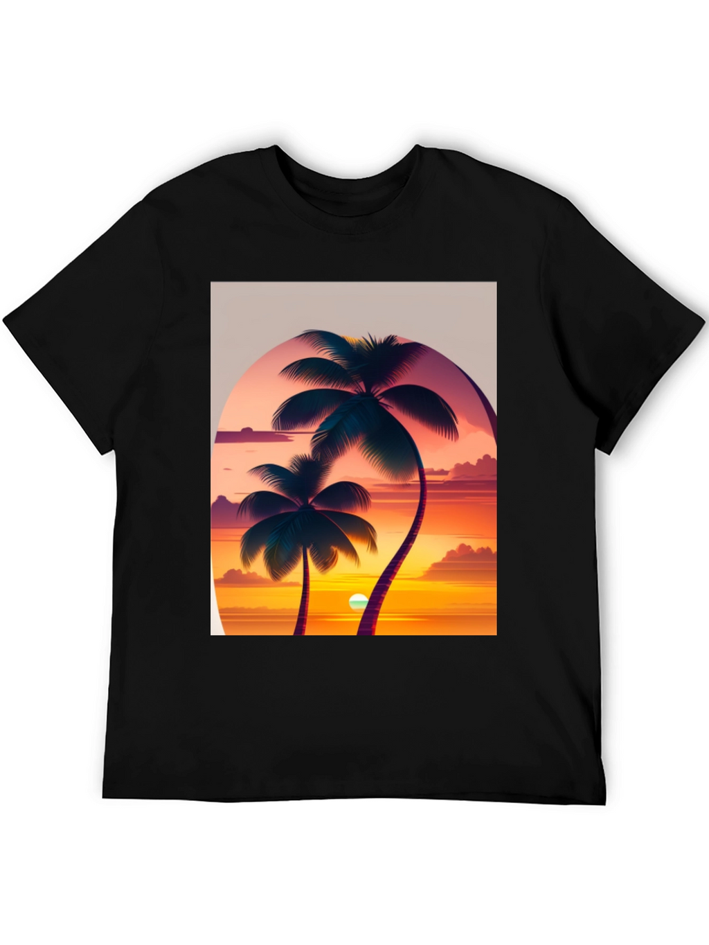 Sunset Palm Tree Graphic Tee - Tropical Vibes