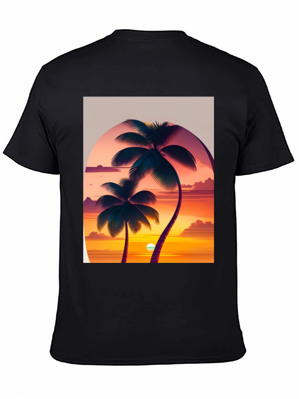 Sunset Palm Tree Graphic Tee - Tropical Vibes