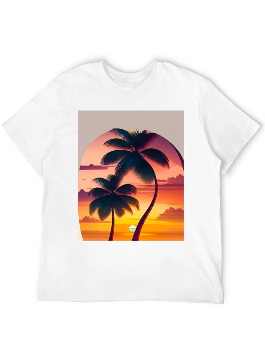 Sunset Palm Tree Graphic Tee - Tropical Vibes