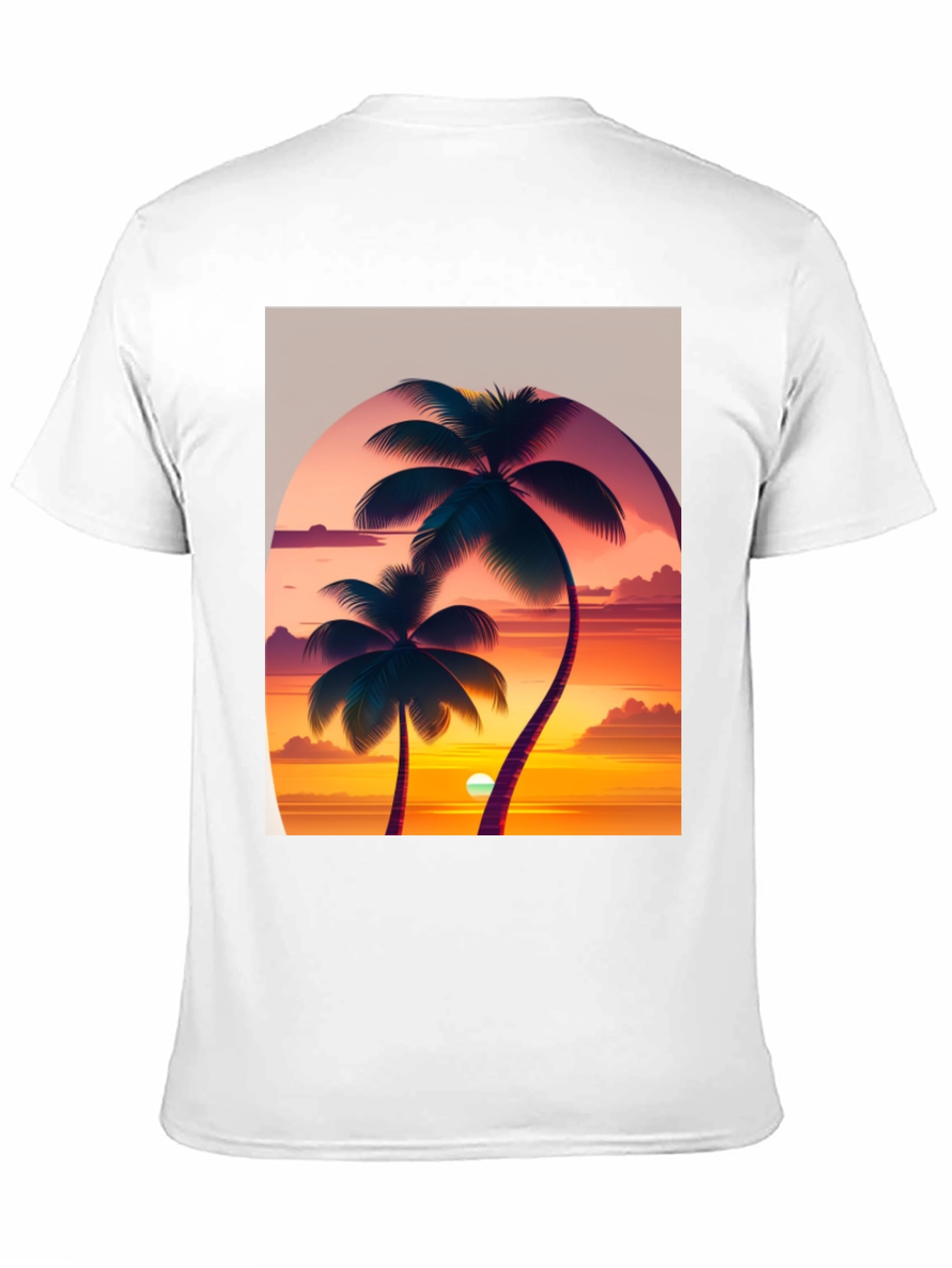 Sunset Palm Tree Graphic Tee - Tropical Vibes
