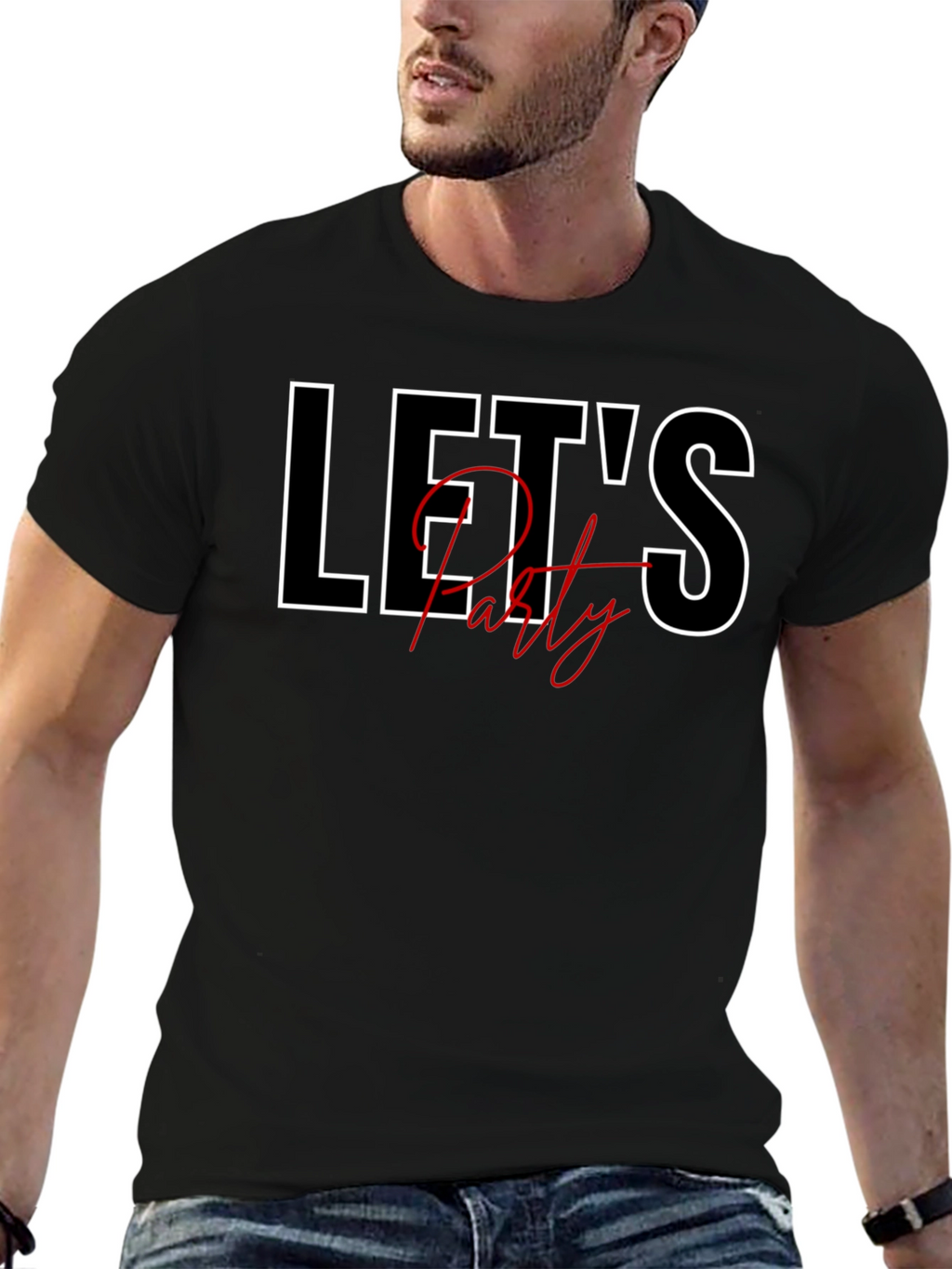 Lets Party Black Graphic Tee