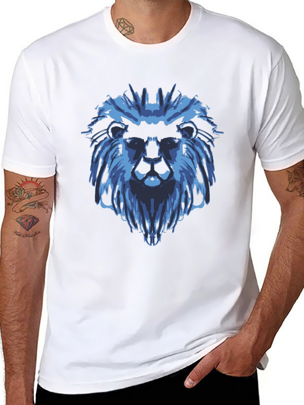Blue Lion Graphic Black T-Shirt