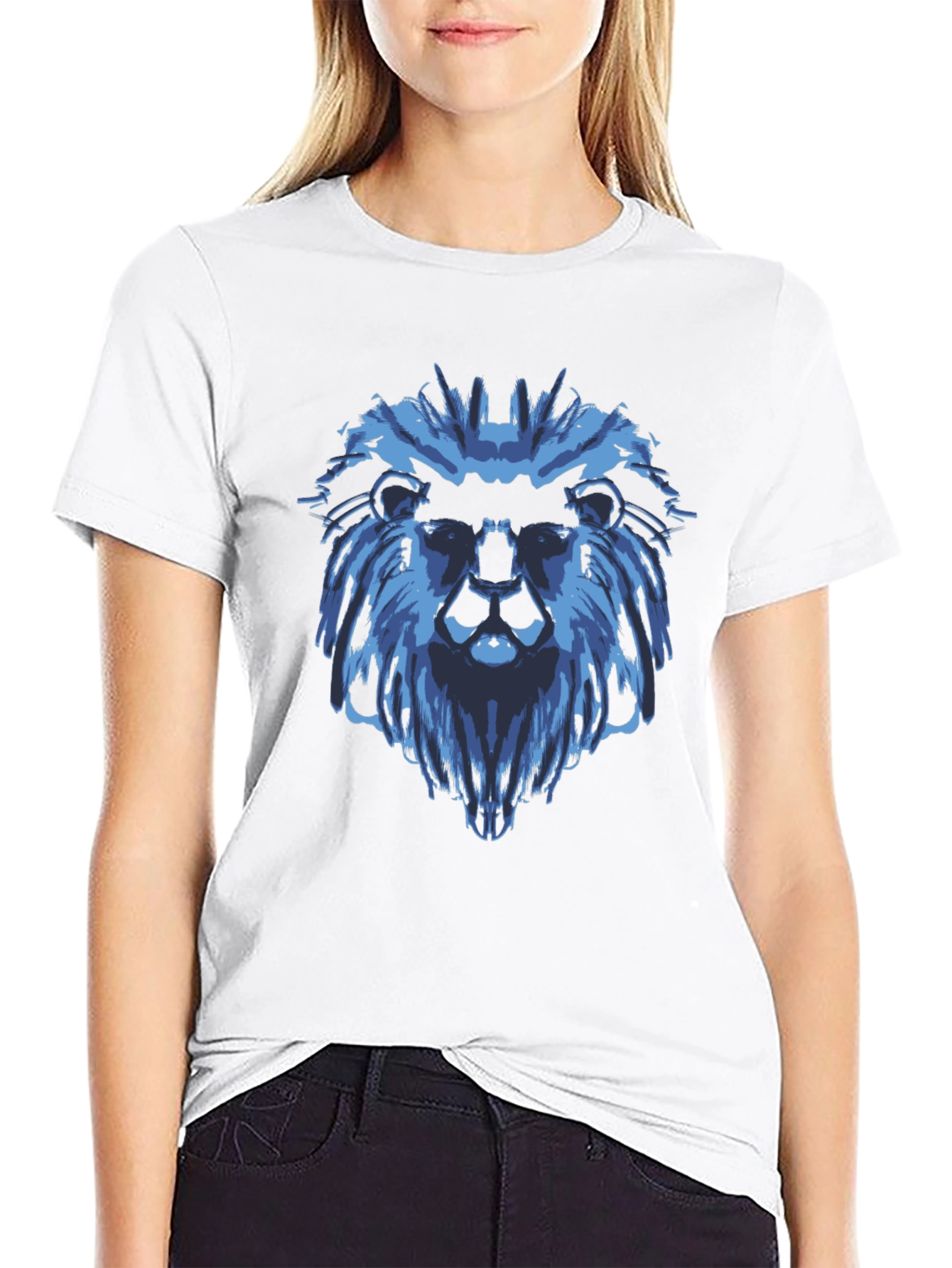 Blue Lion Graphic Black T-Shirt