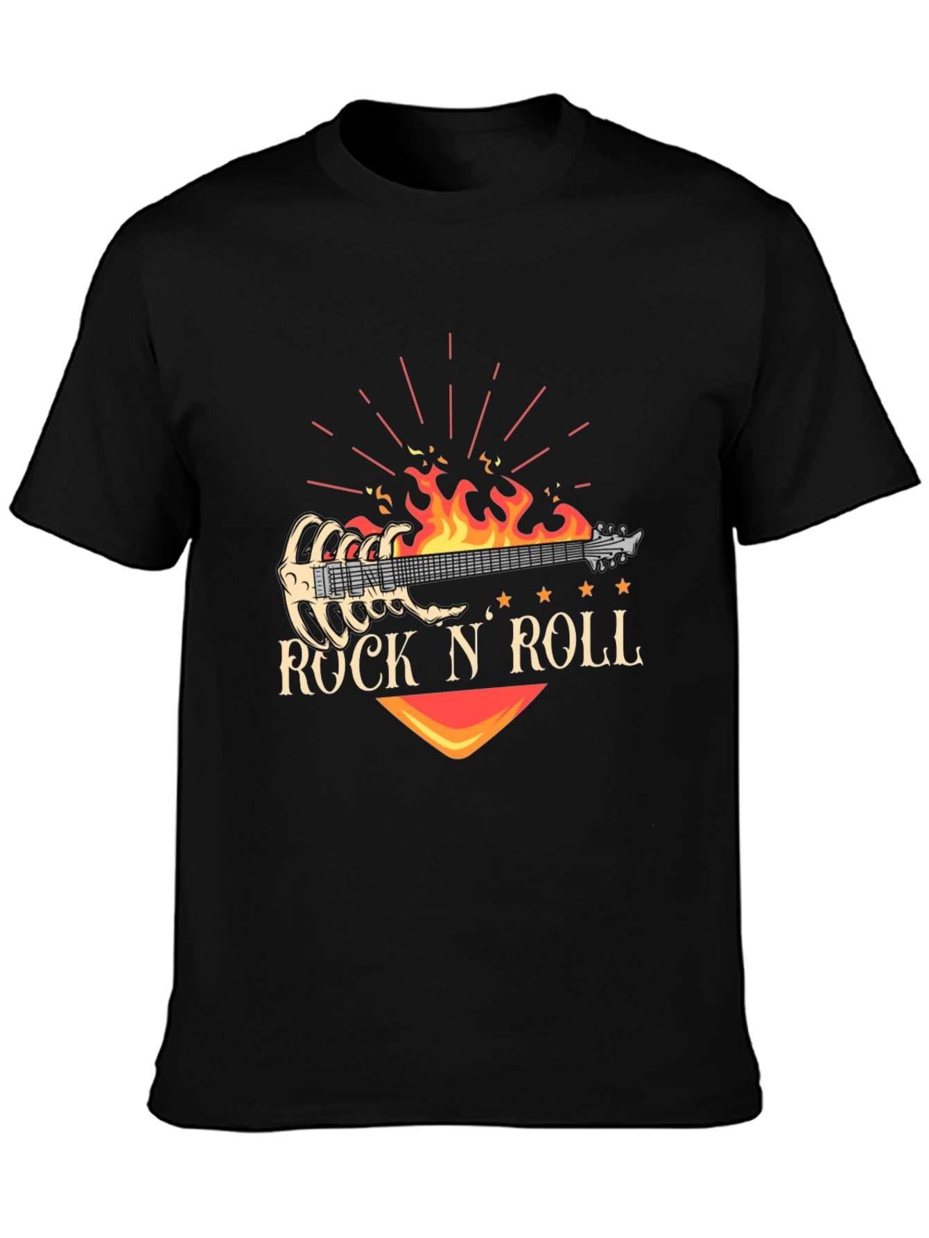Rock N Roll Guitar Graphic T-Shirt - Black
