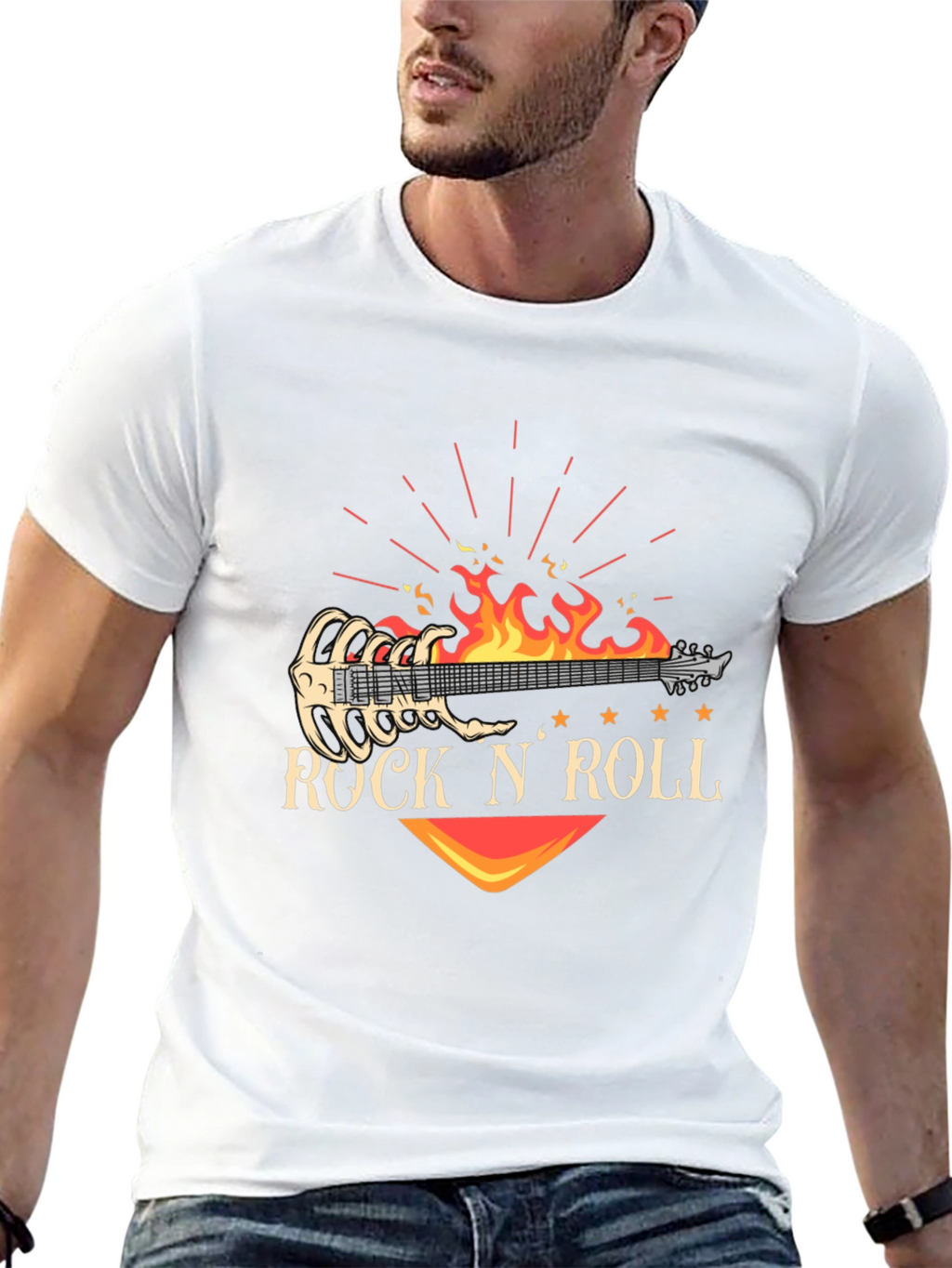 Rock N Roll Guitar Graphic T-Shirt - Black