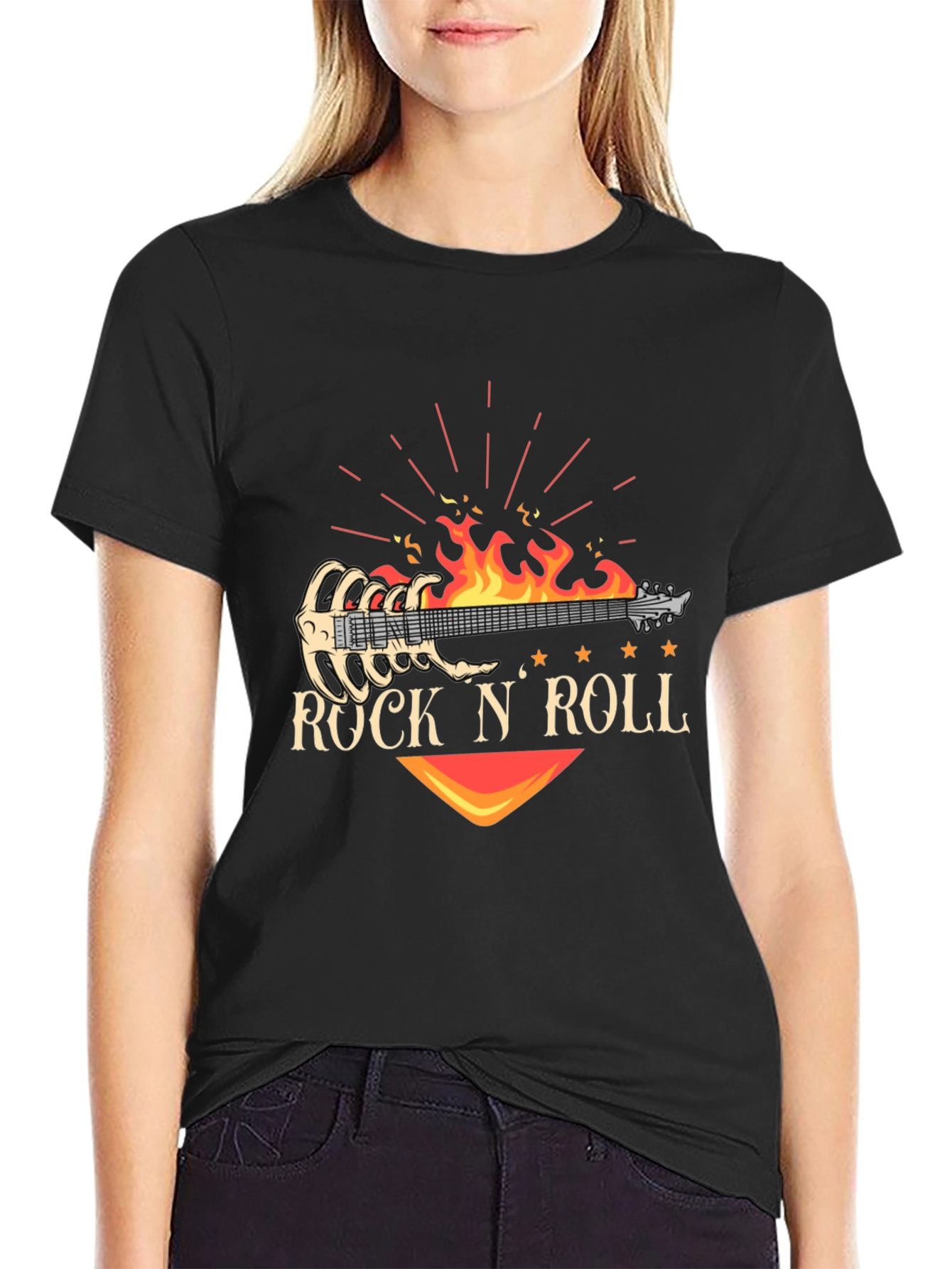Rock N Roll Guitar Graphic T-Shirt - Black