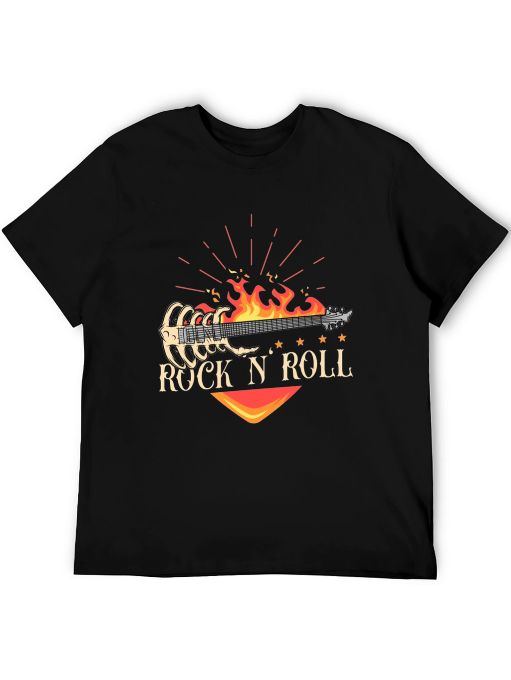 Rock N Roll Guitar Graphic T-Shirt - Black