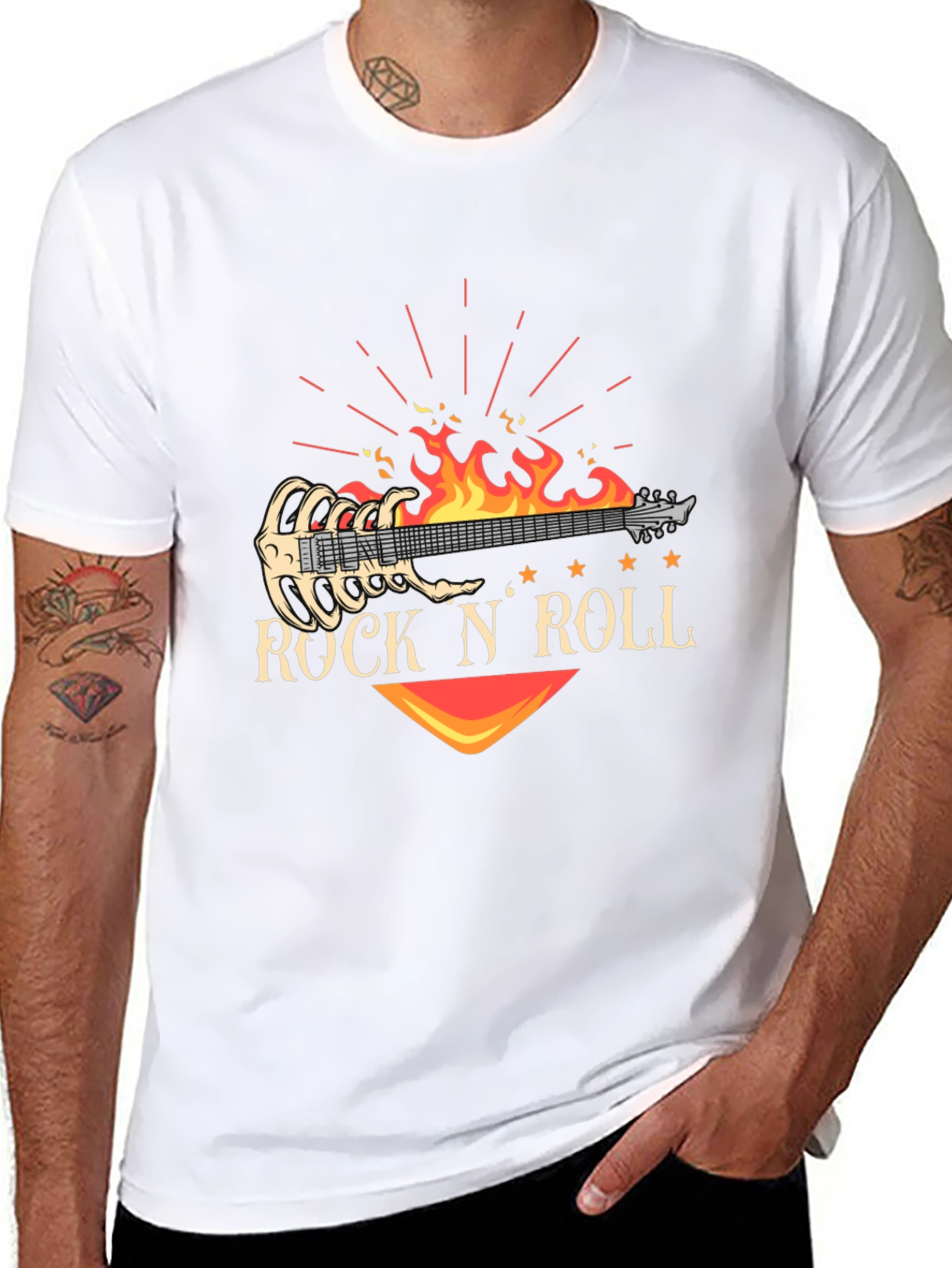 Rock N Roll Guitar Graphic T-Shirt - Black