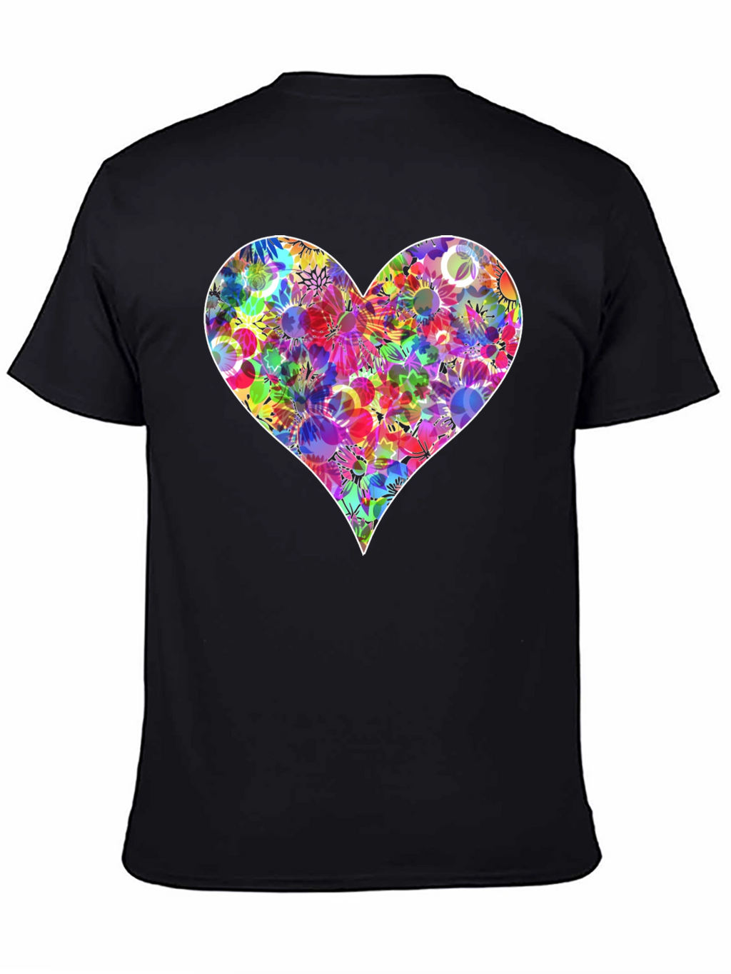 Floral Heart Graphic T-Shirt - Stylish Black Tee