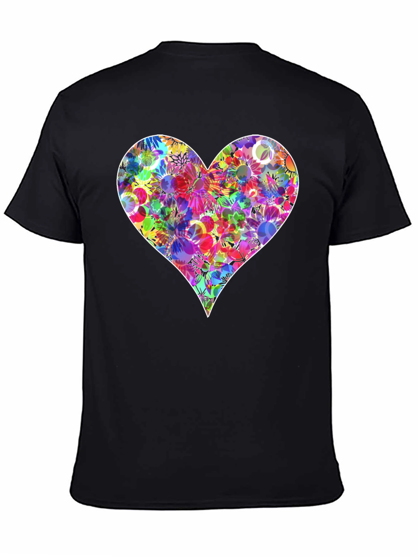 Floral Heart Graphic T-Shirt - Stylish Black Tee