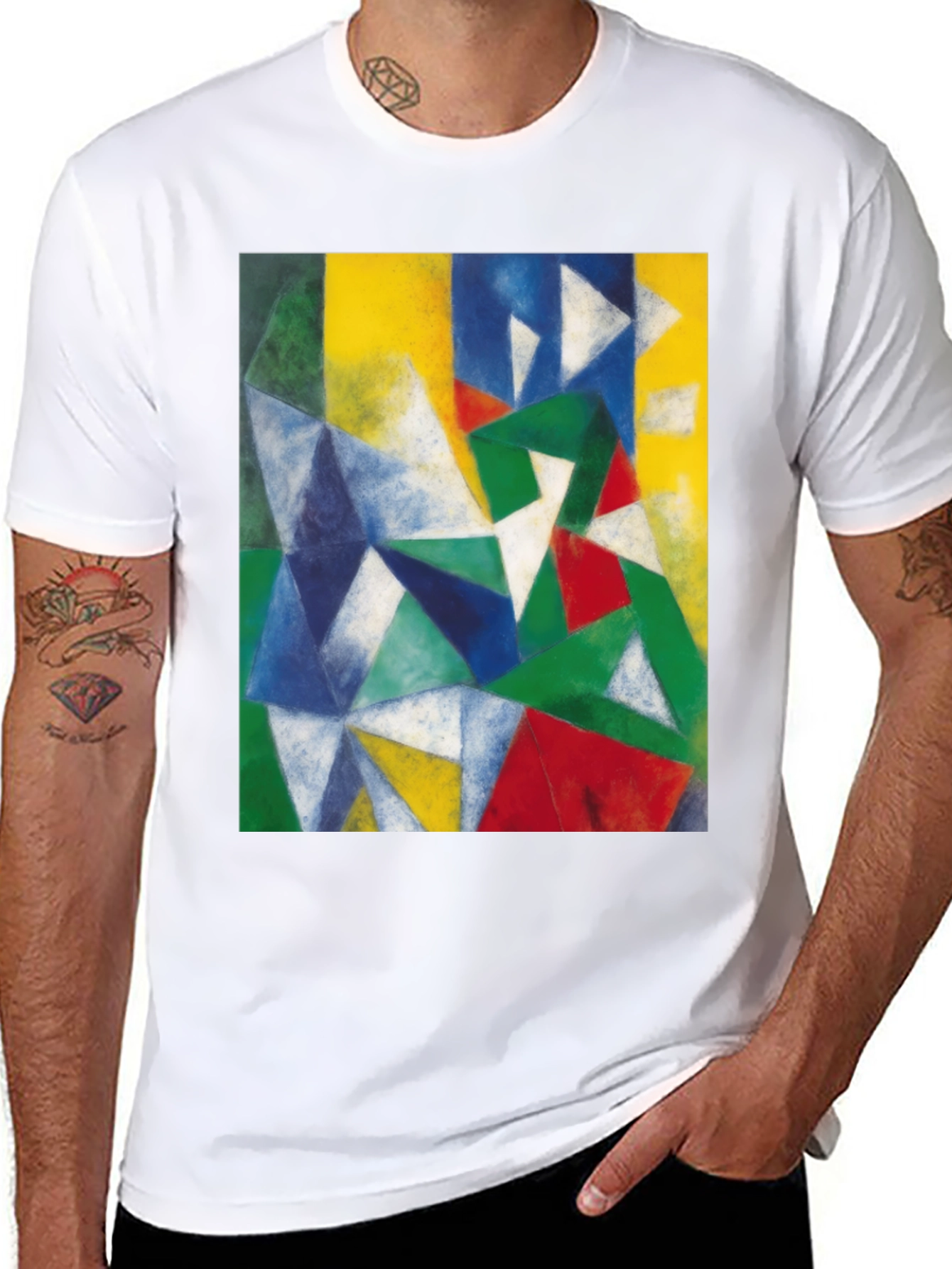 Geometric Art Print Black T-Shirt