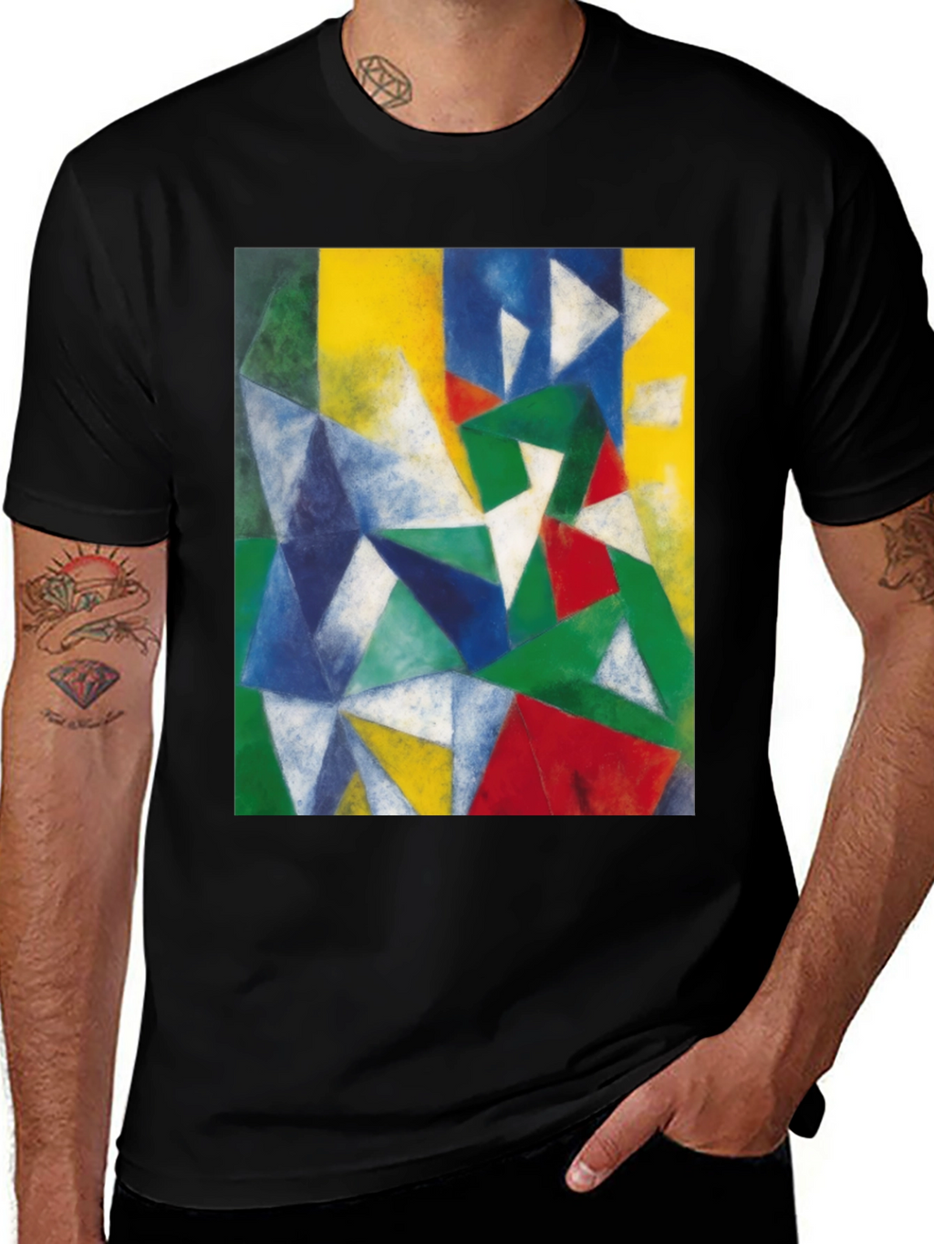 Geometric Art Print Black T-Shirt