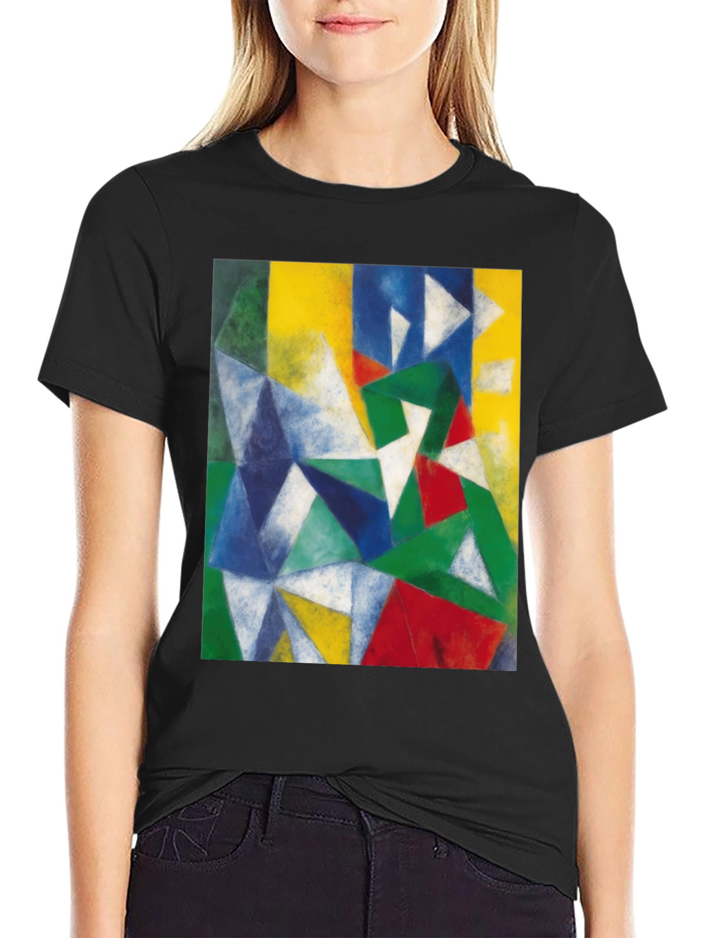 Geometric Art Print Black T-Shirt