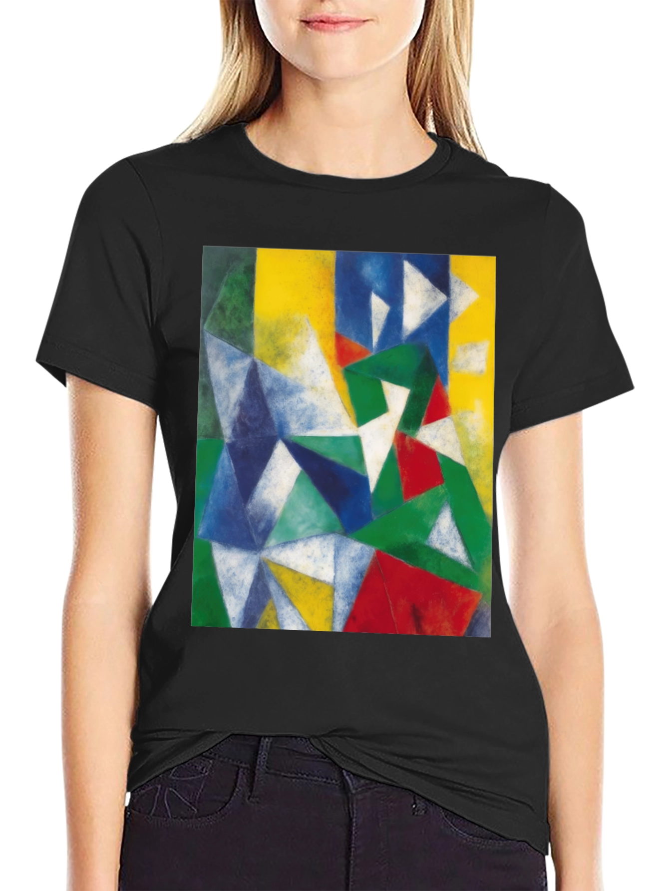 Geometric Art Print Black T-Shirt