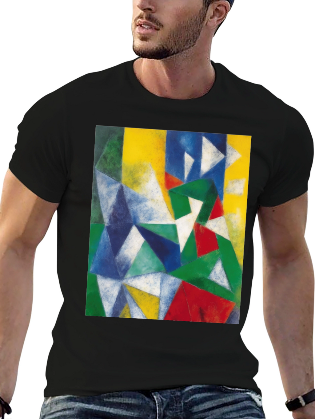 Geometric Art Print Black T-Shirt