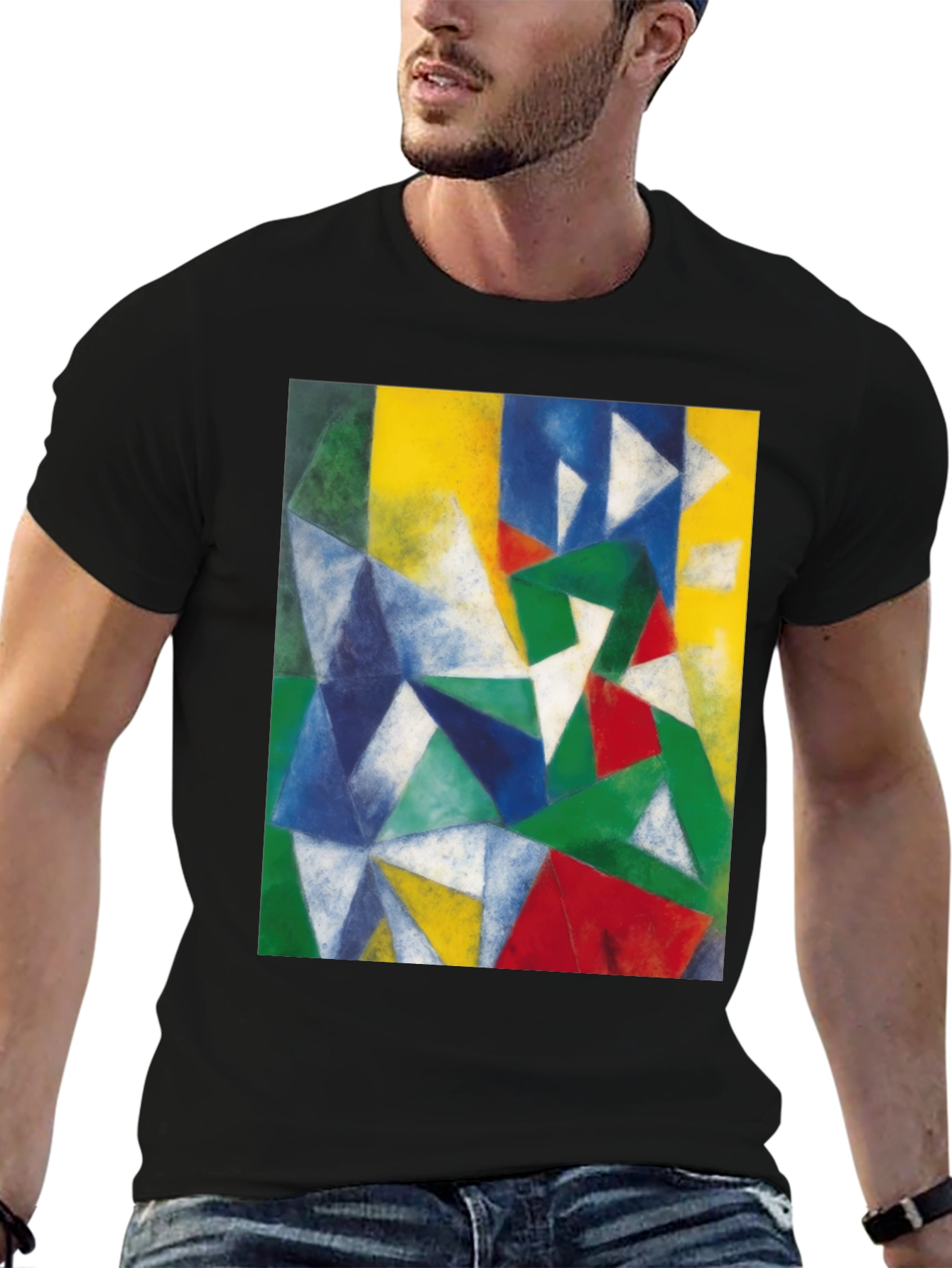 Geometric Art Print Black T-Shirt