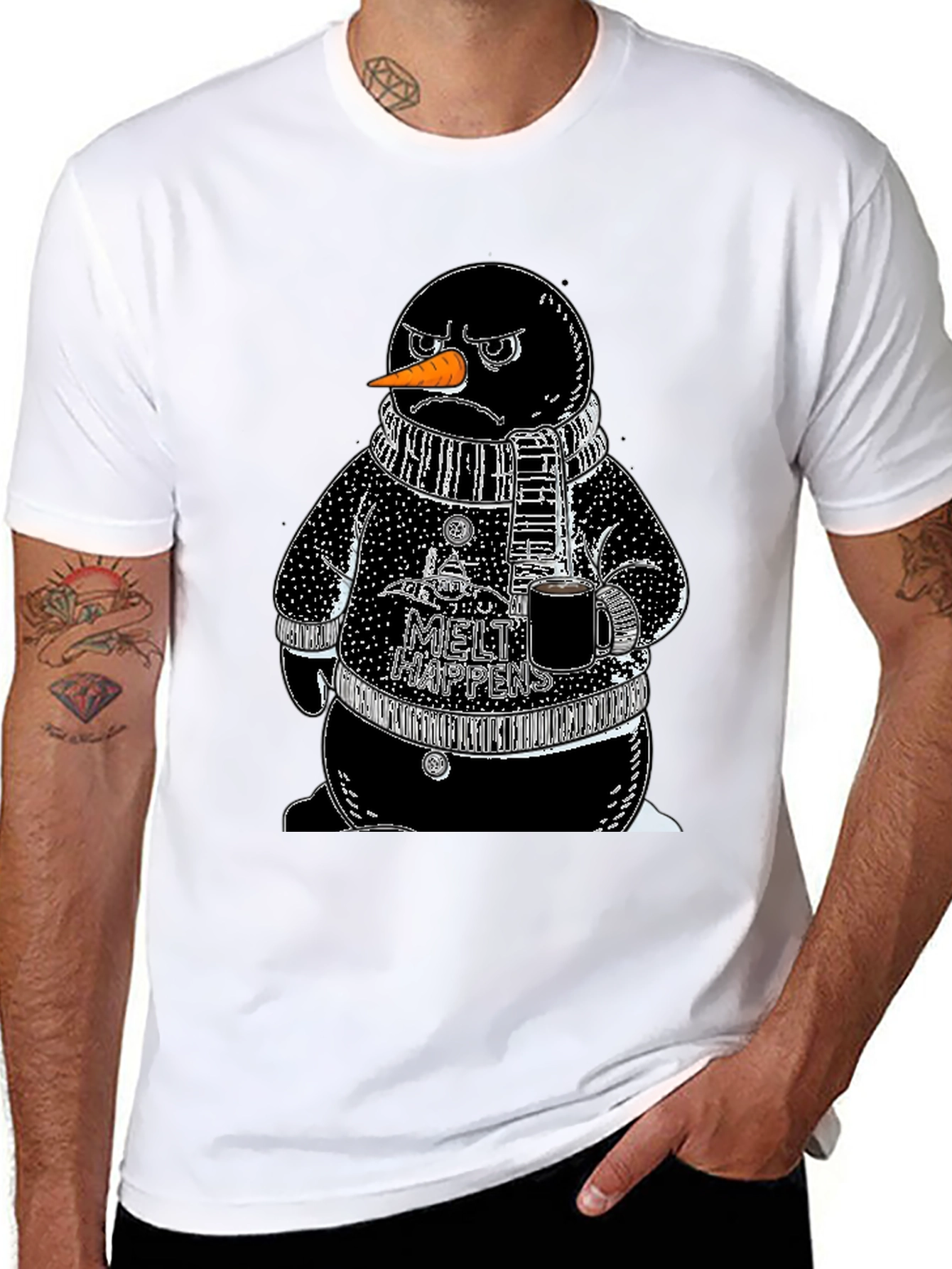 Grumpy Snowman Graphic Tee - Winter Style