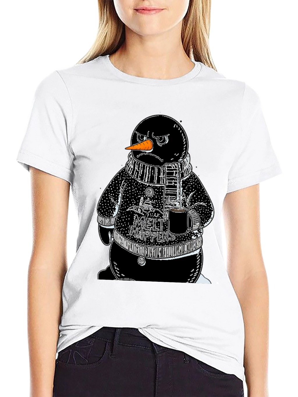 Grumpy Snowman Graphic Tee - Winter Style