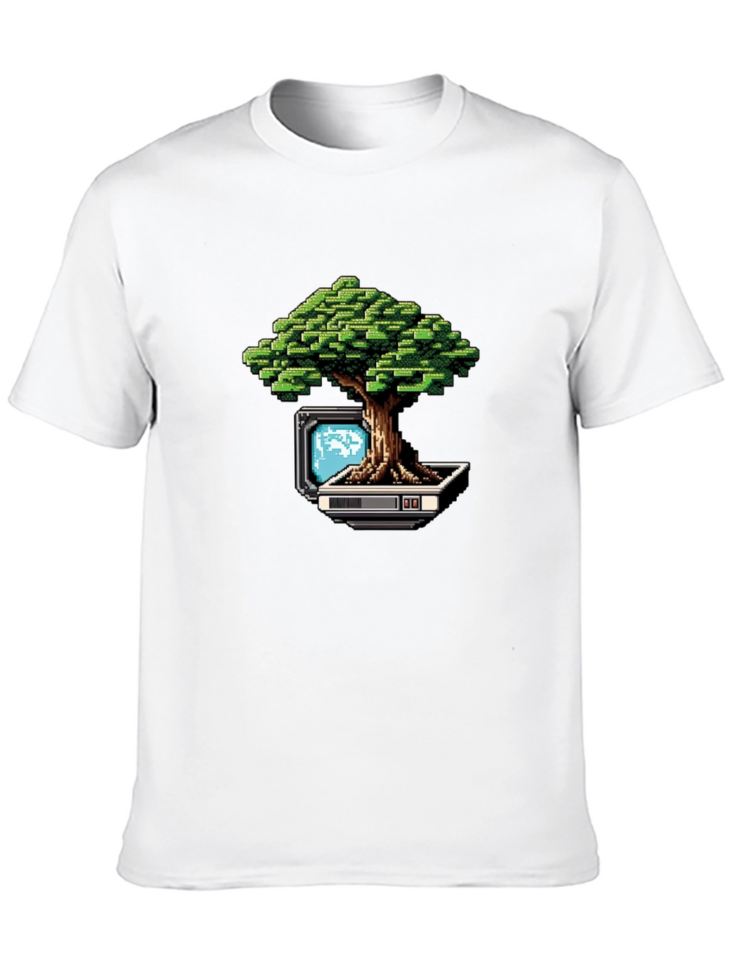 Pixel Bonsai Black T-Shirt - Retro Gaming Style