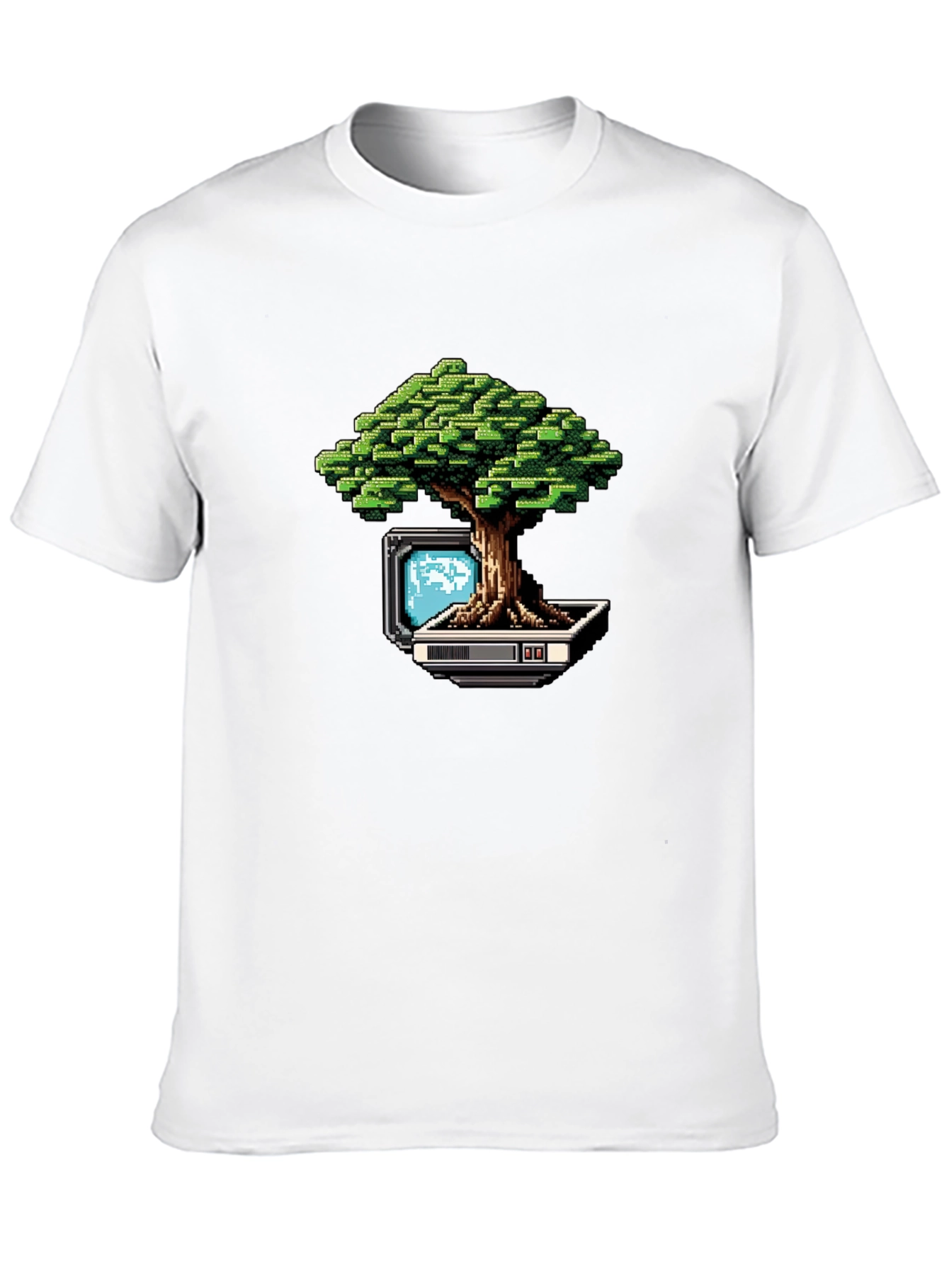 Pixel Bonsai Black T-Shirt - Retro Gaming Style