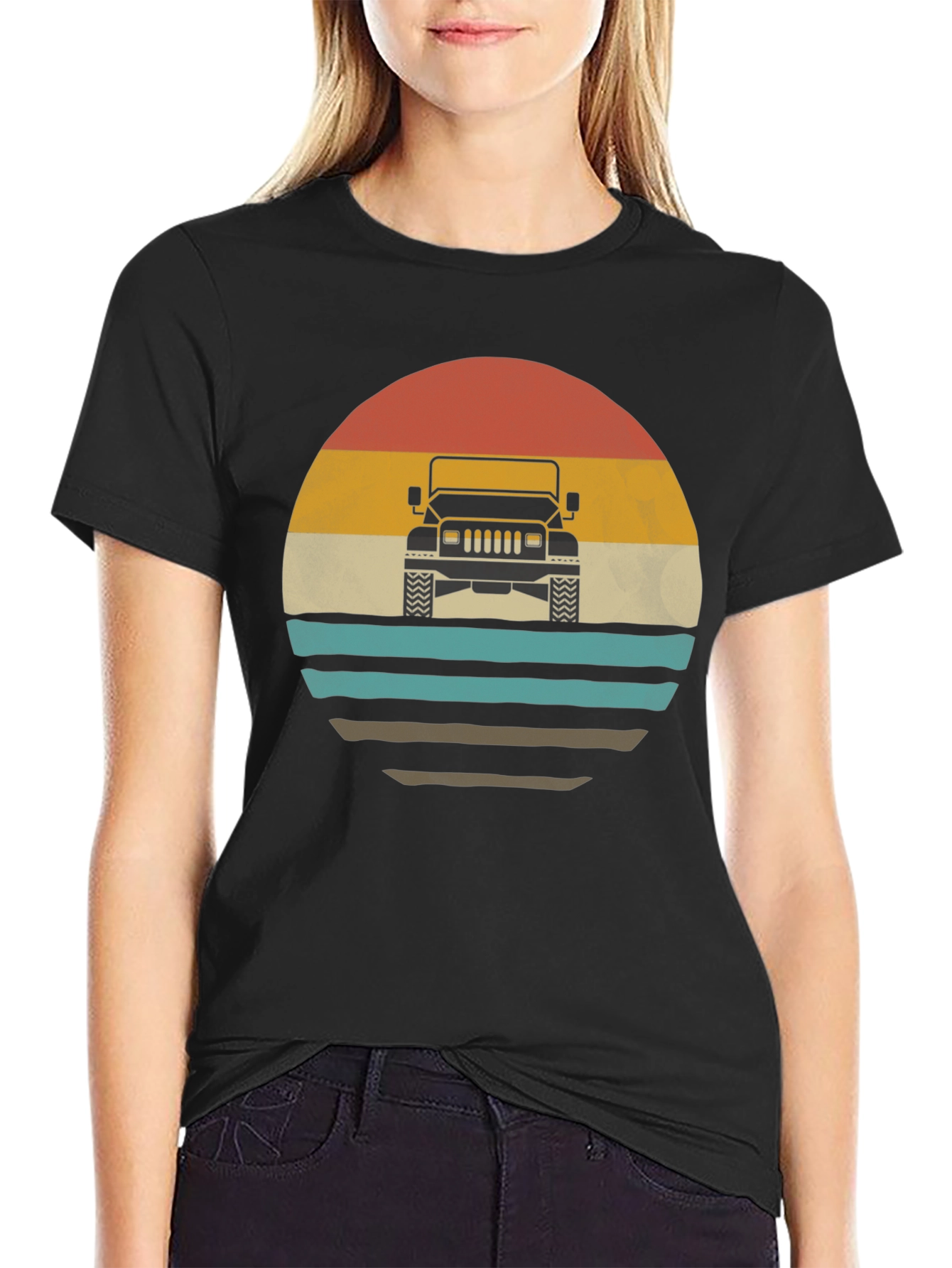 Retro Sunset Jeep T-Shirt - Classic Off-Road Style