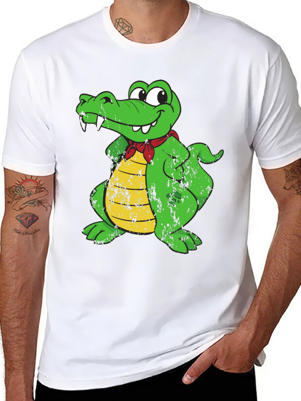 Funny Crocodile Cartoon Graphic Print T-Shirt